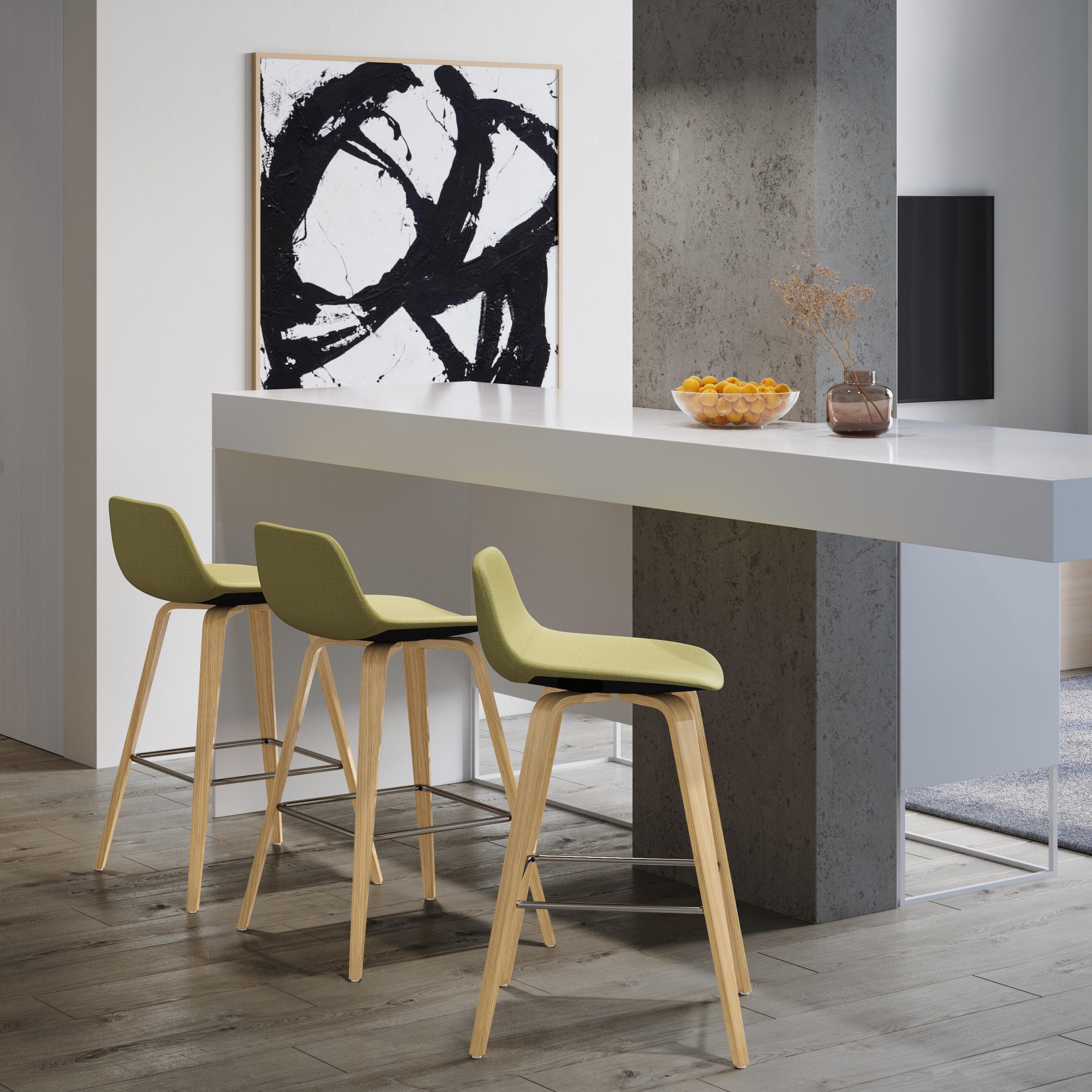 Simpli Home Randolph Counter Height Bar Stool (Set of 2), Acid Green, large