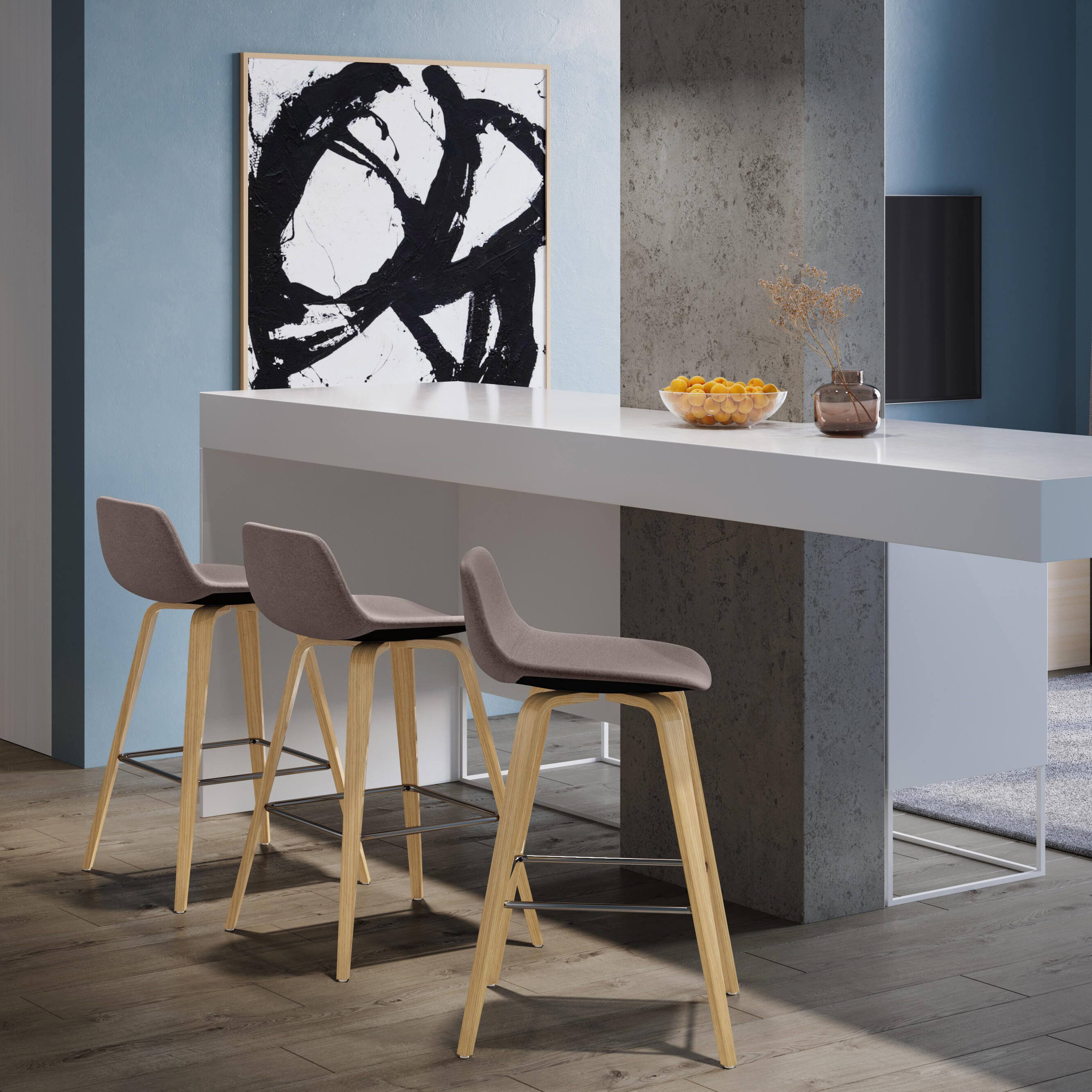 Simpli Home Randolph Counter Height Bar Stool (Set of 2), Mocha, rollover