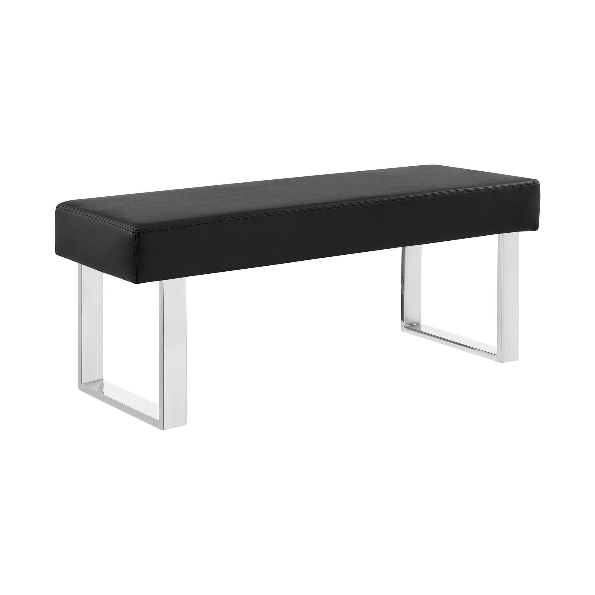 Amanda Dining Bench, Black/Stainless, large