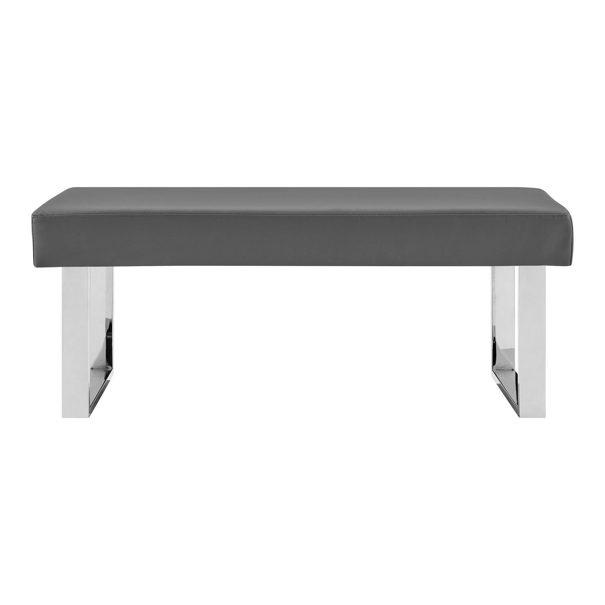 Amanda Dining Bench, Gray/Chrome, large