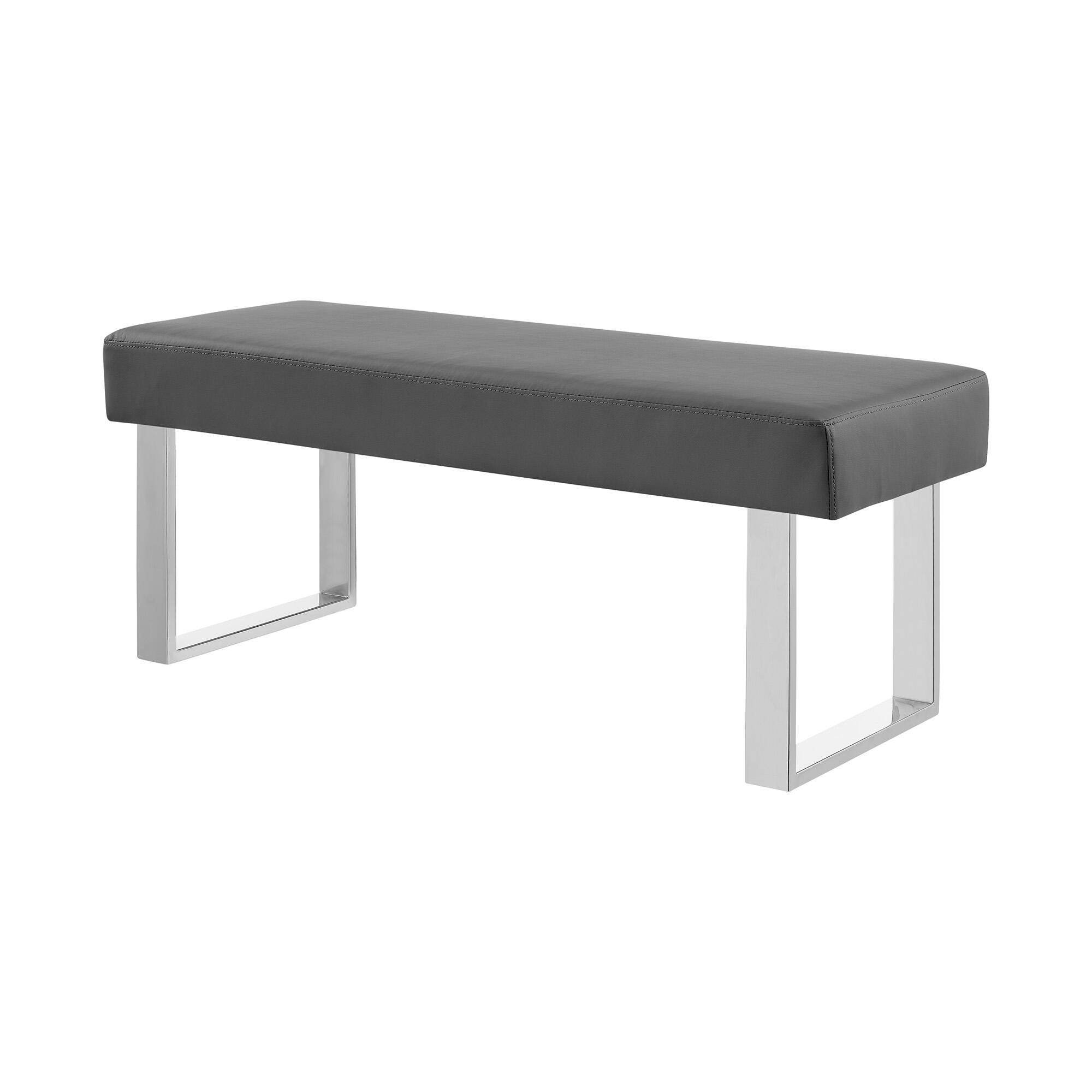 Amanda Dining Bench, Gray/Chrome, large