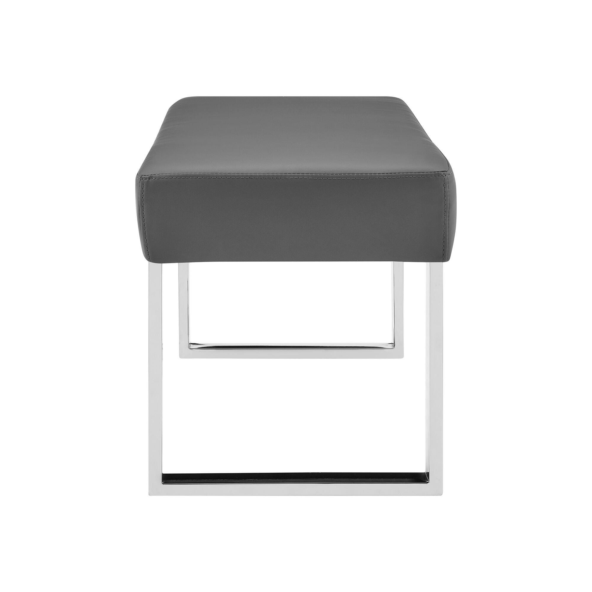 Amanda Dining Bench, Gray/Chrome, large