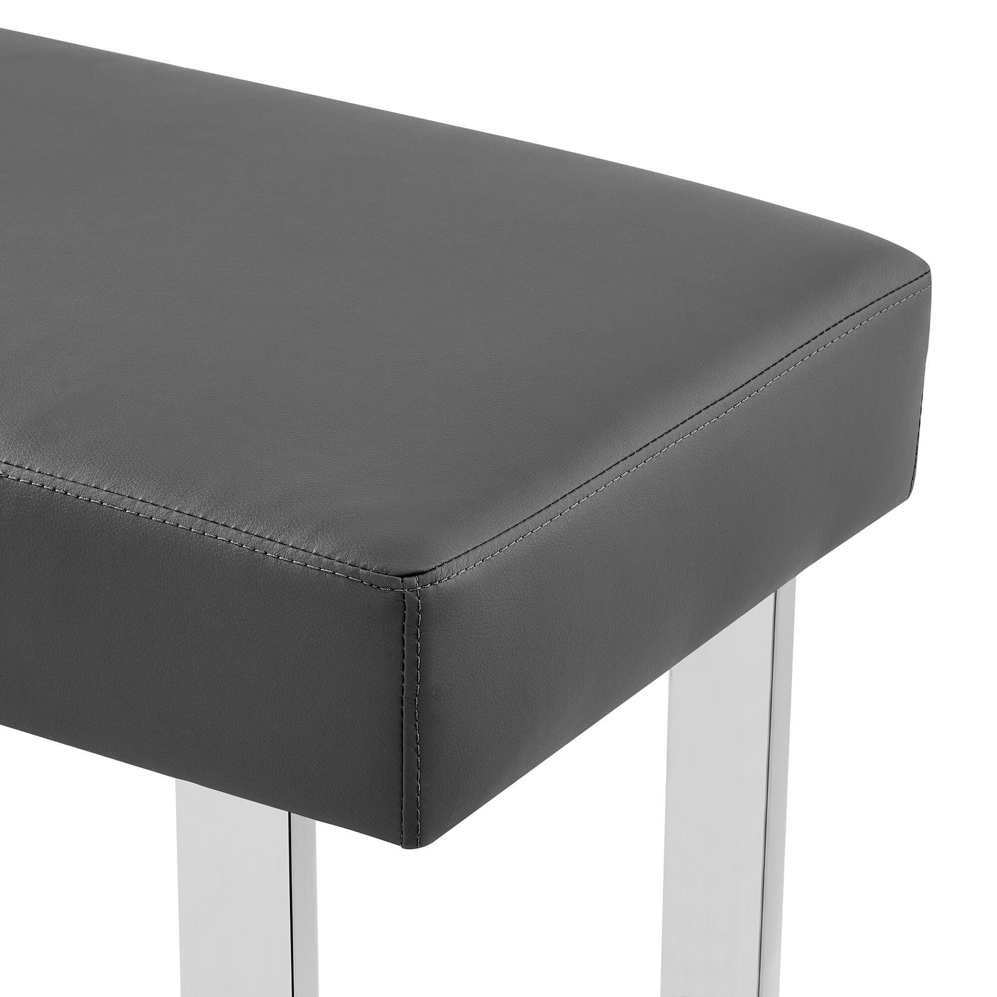 Amanda Dining Bench, Gray/Chrome, large