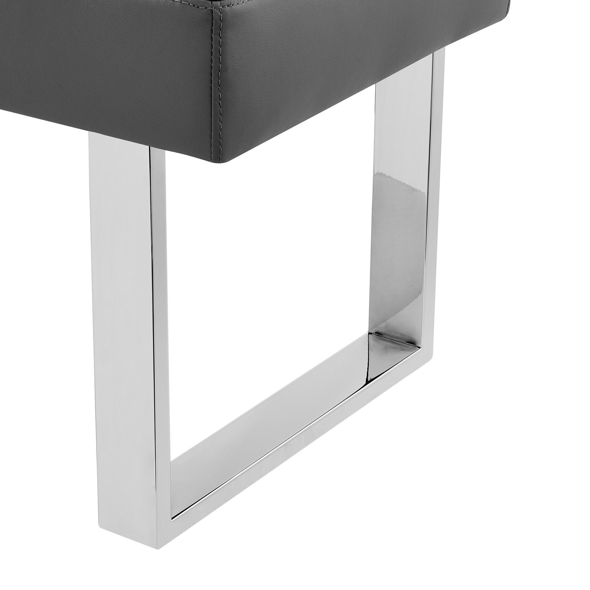 Amanda Dining Bench, Gray/Chrome, large