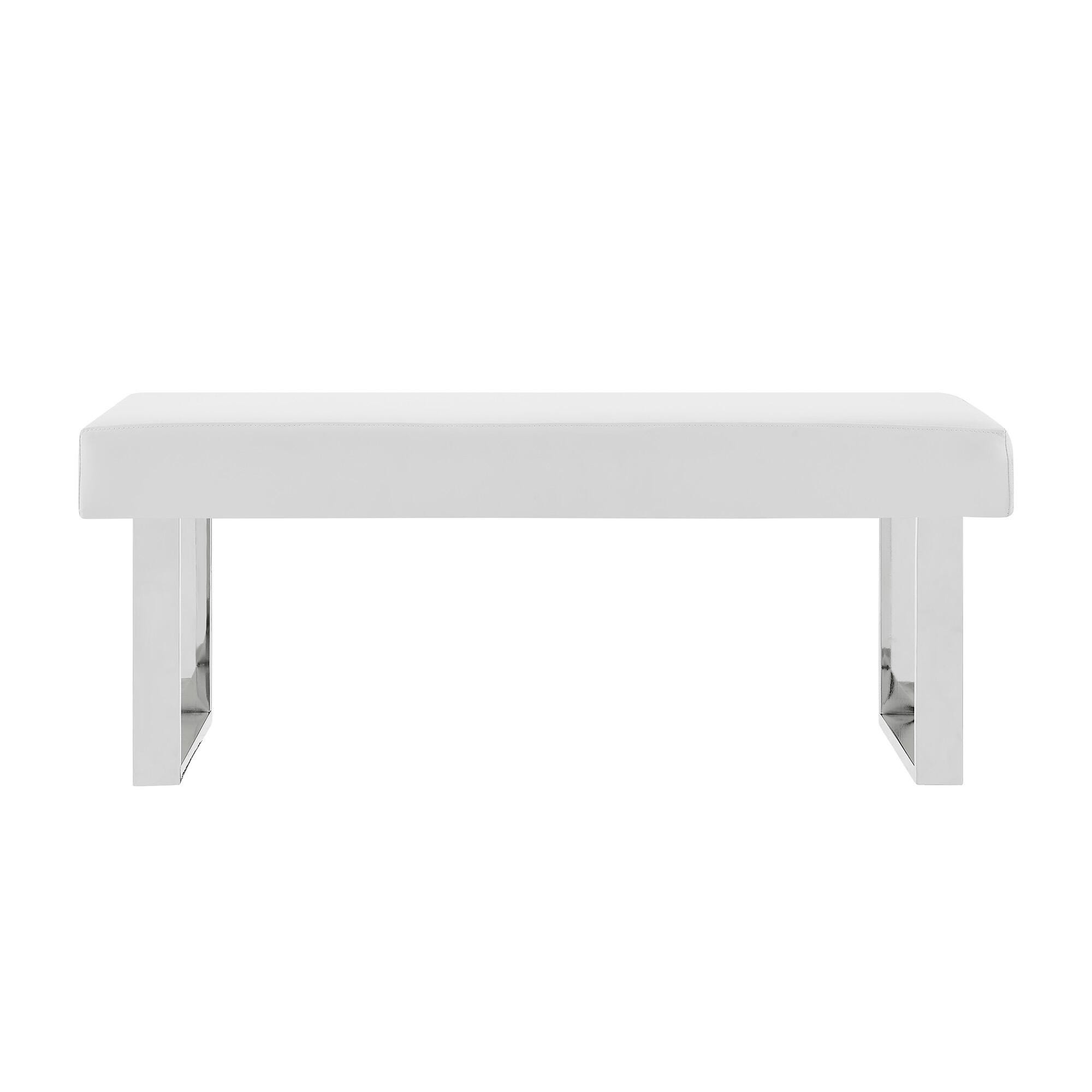 Amanda Dining Bench, White/Stainless, large