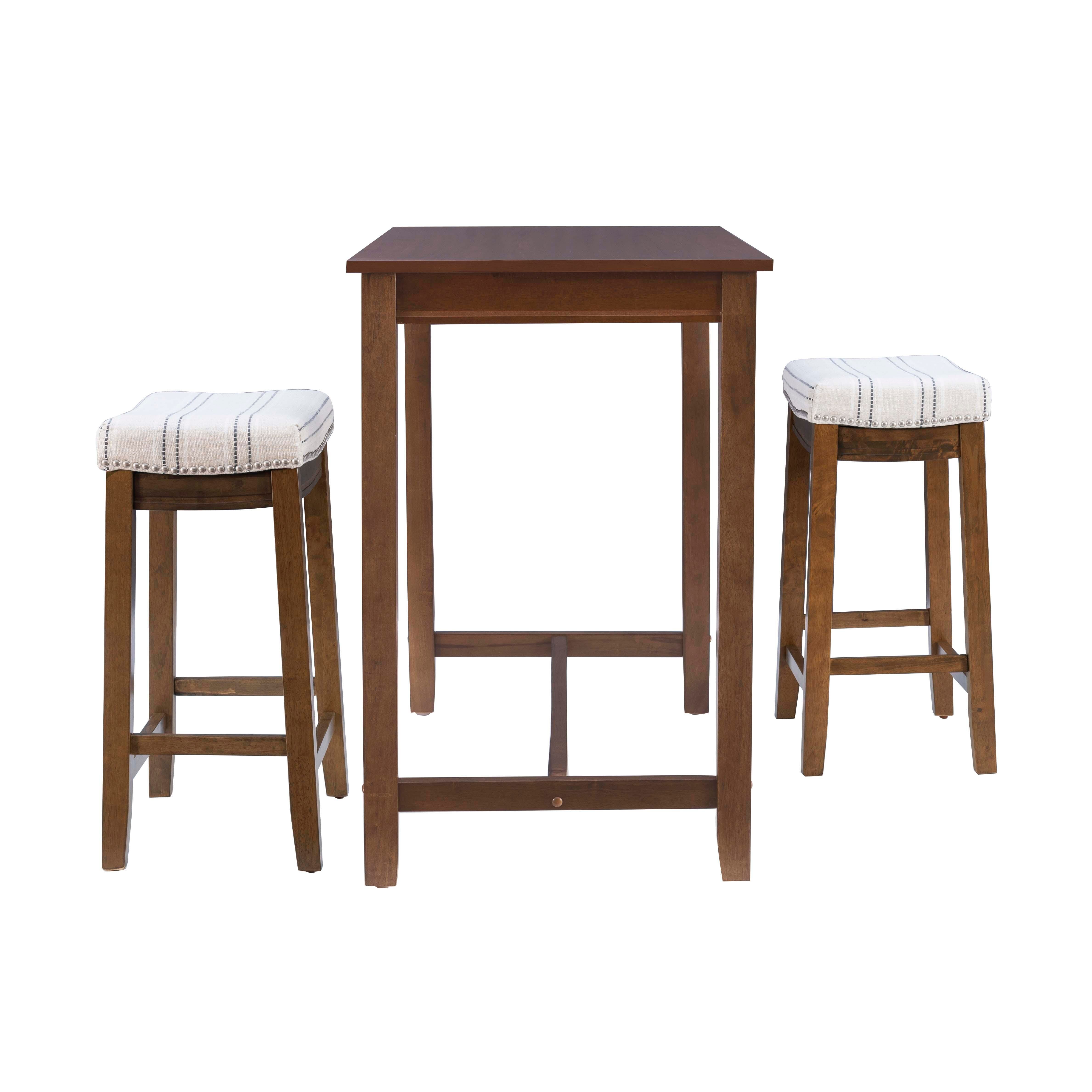 Linon Claridge Three Piece Counter Set, Gray/White, large