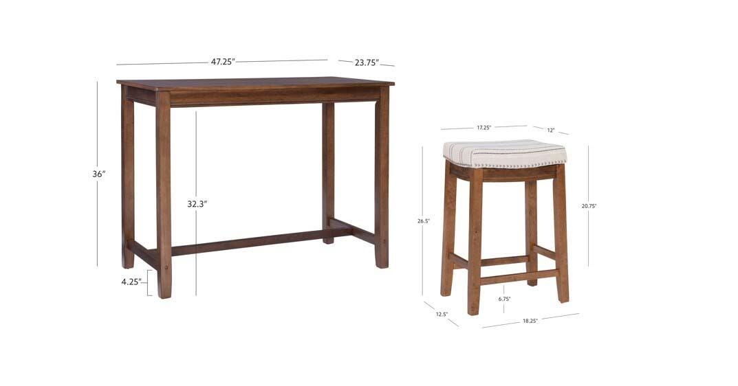 Linon Claridge Three Piece Counter Set, Gray/White, large