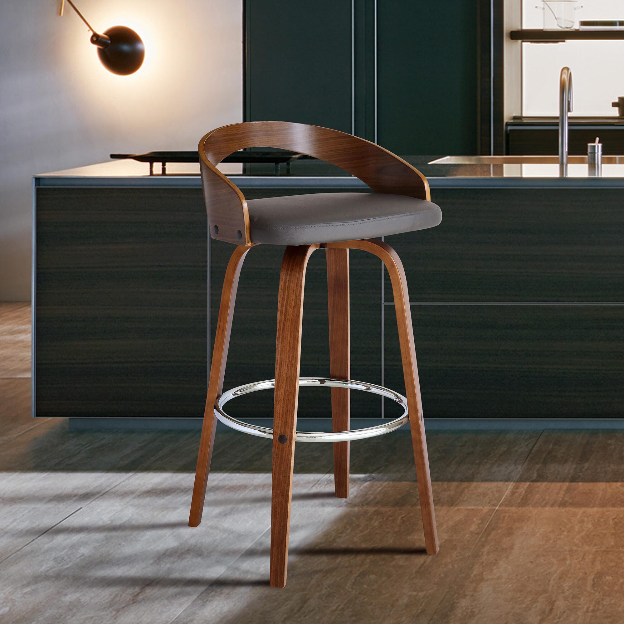 Sonia Barstool, Gray/Chrome, large
