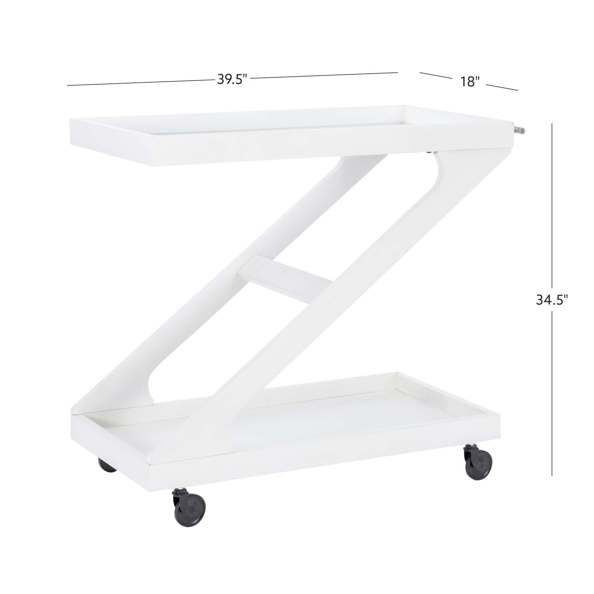 Linon Willie Wille Bar Cart, Antique White, large