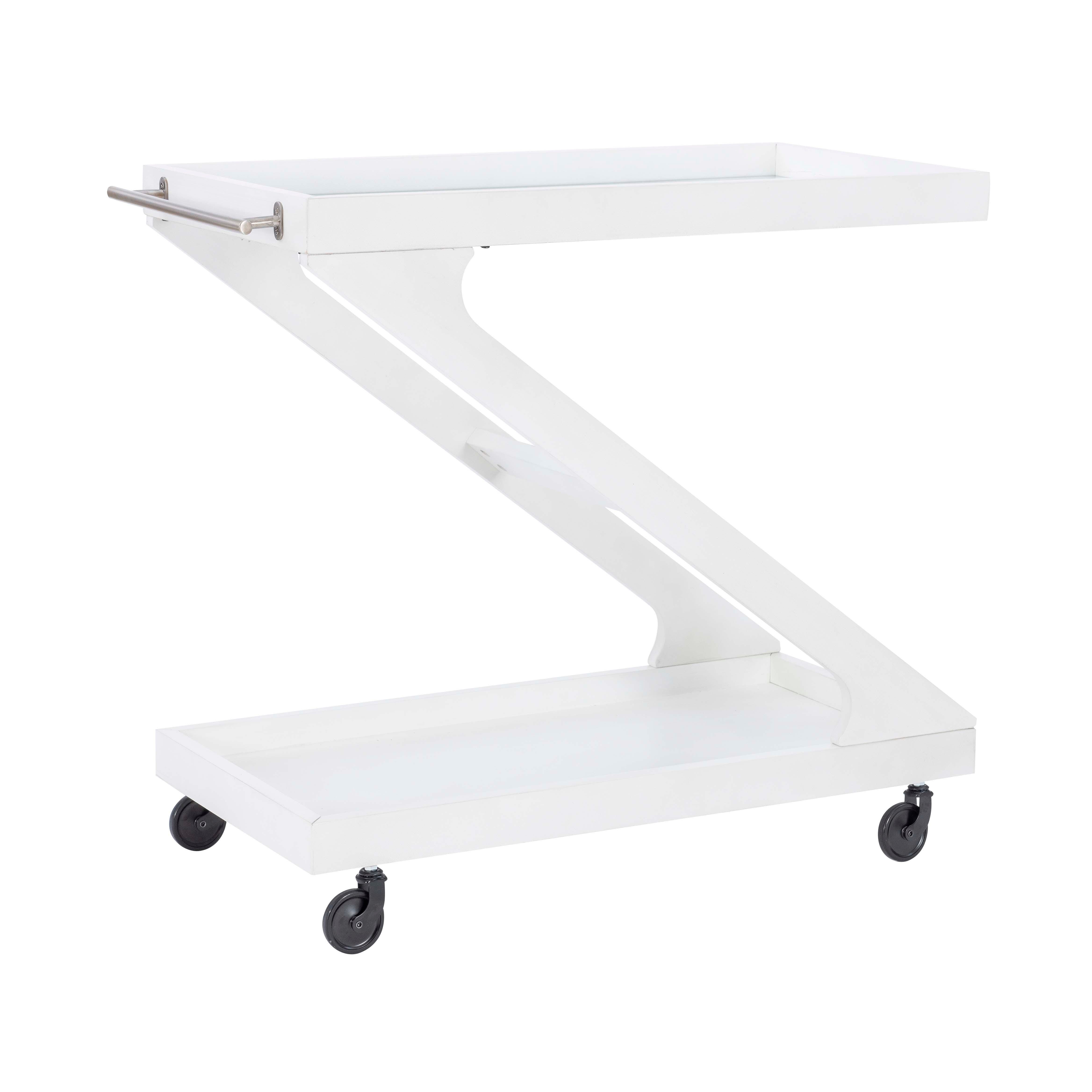 Linon Willie Wille Bar Cart, Antique White, large