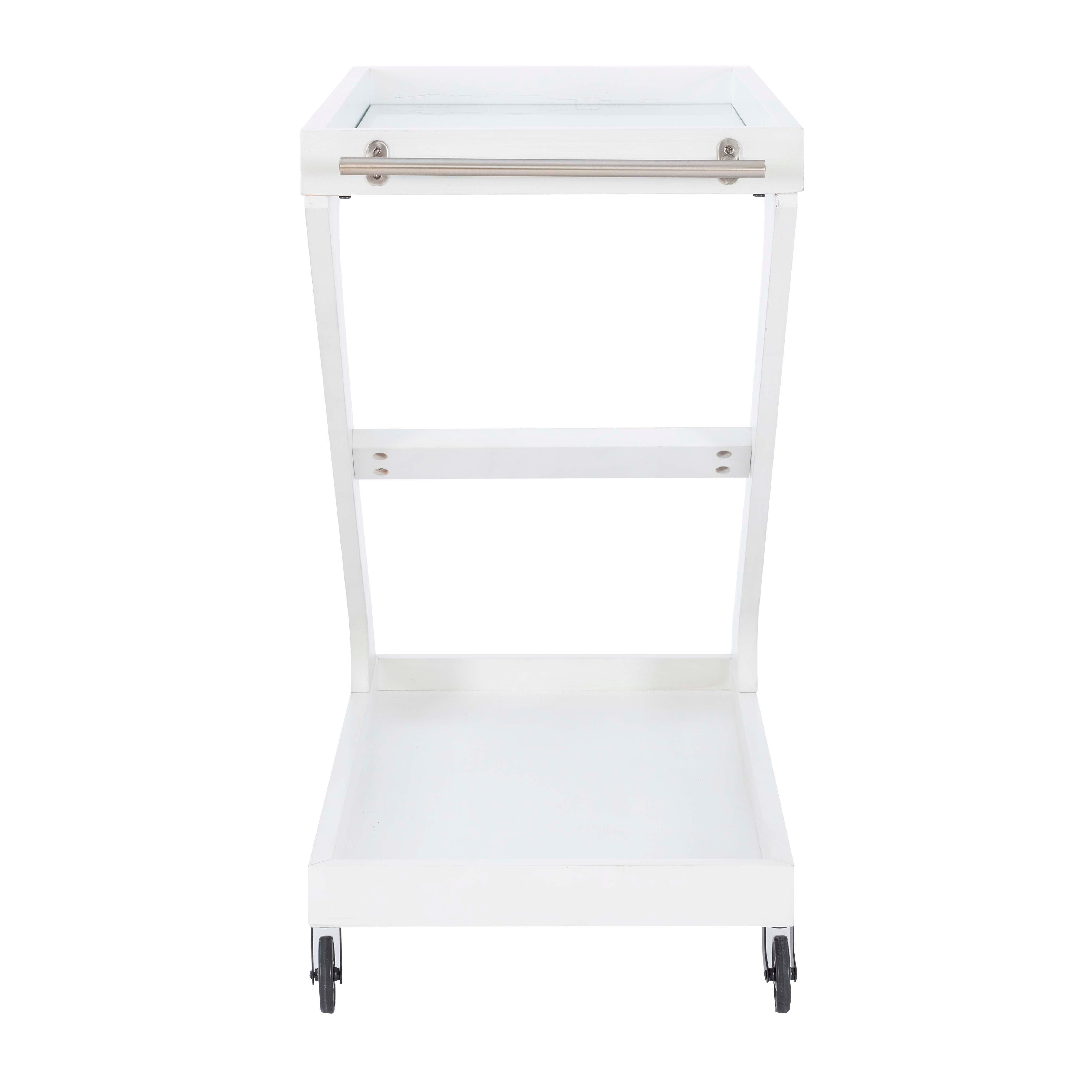 Linon Willie Wille Bar Cart, Antique White, large
