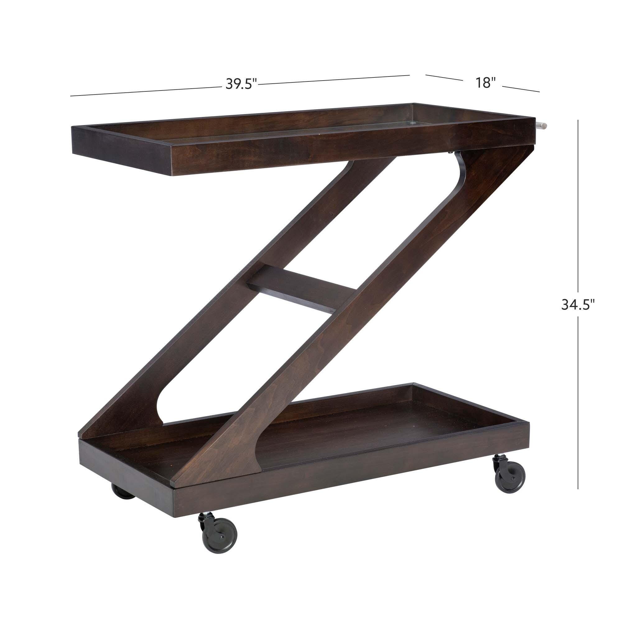 Linon Willie Wille Bar Cart, Umber, large