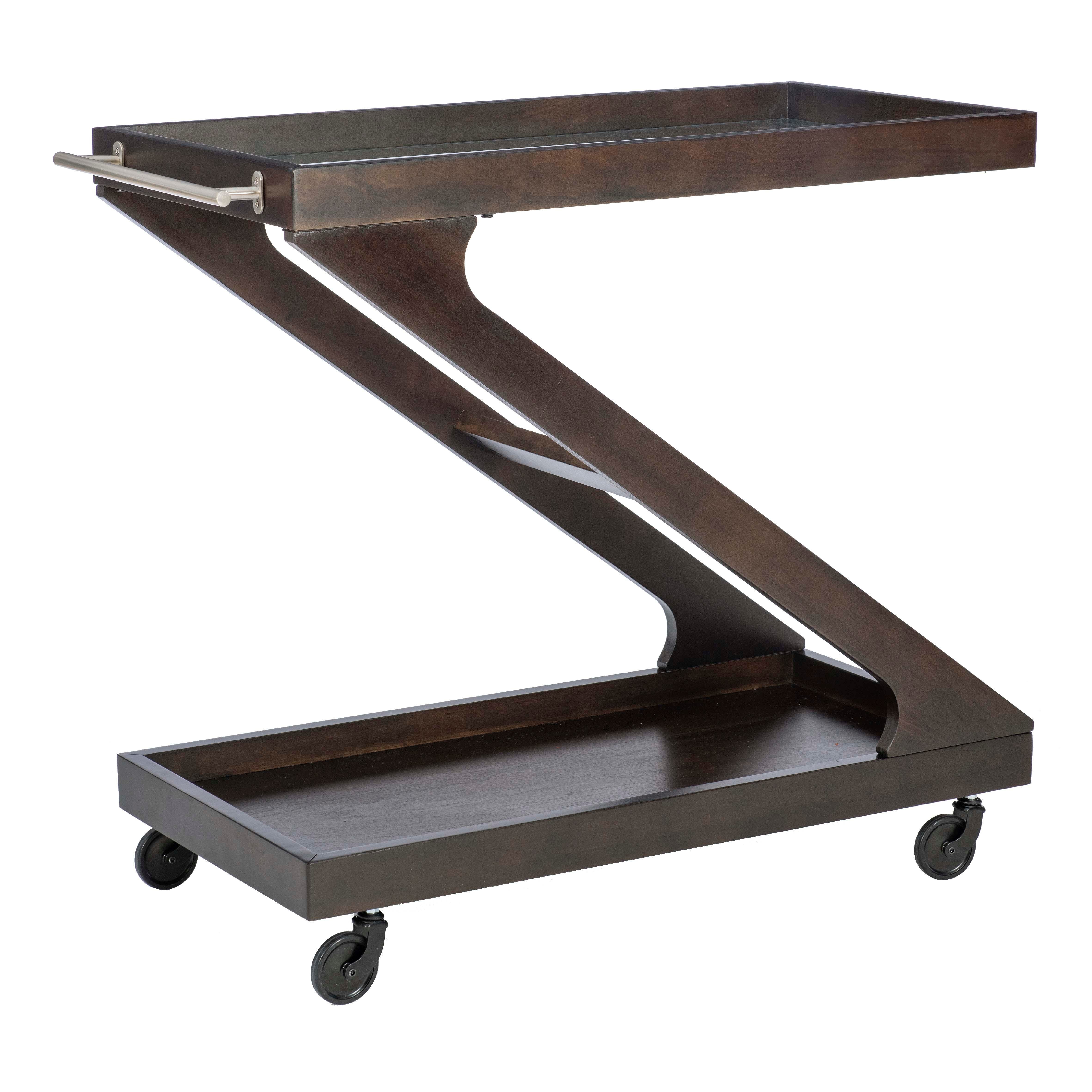 Linon Willie Wille Bar Cart, Umber, large