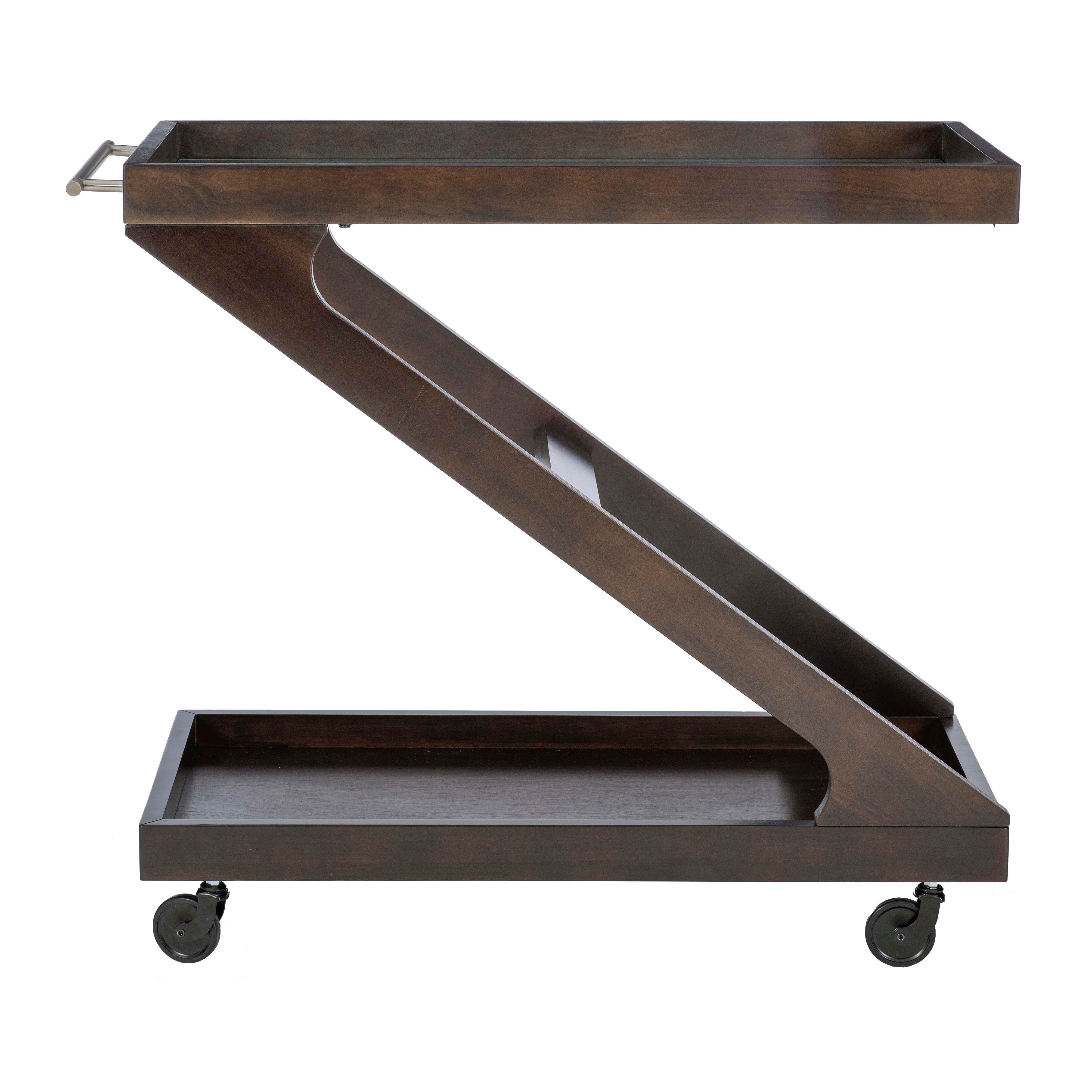 Linon Willie Wille Bar Cart, Umber, large