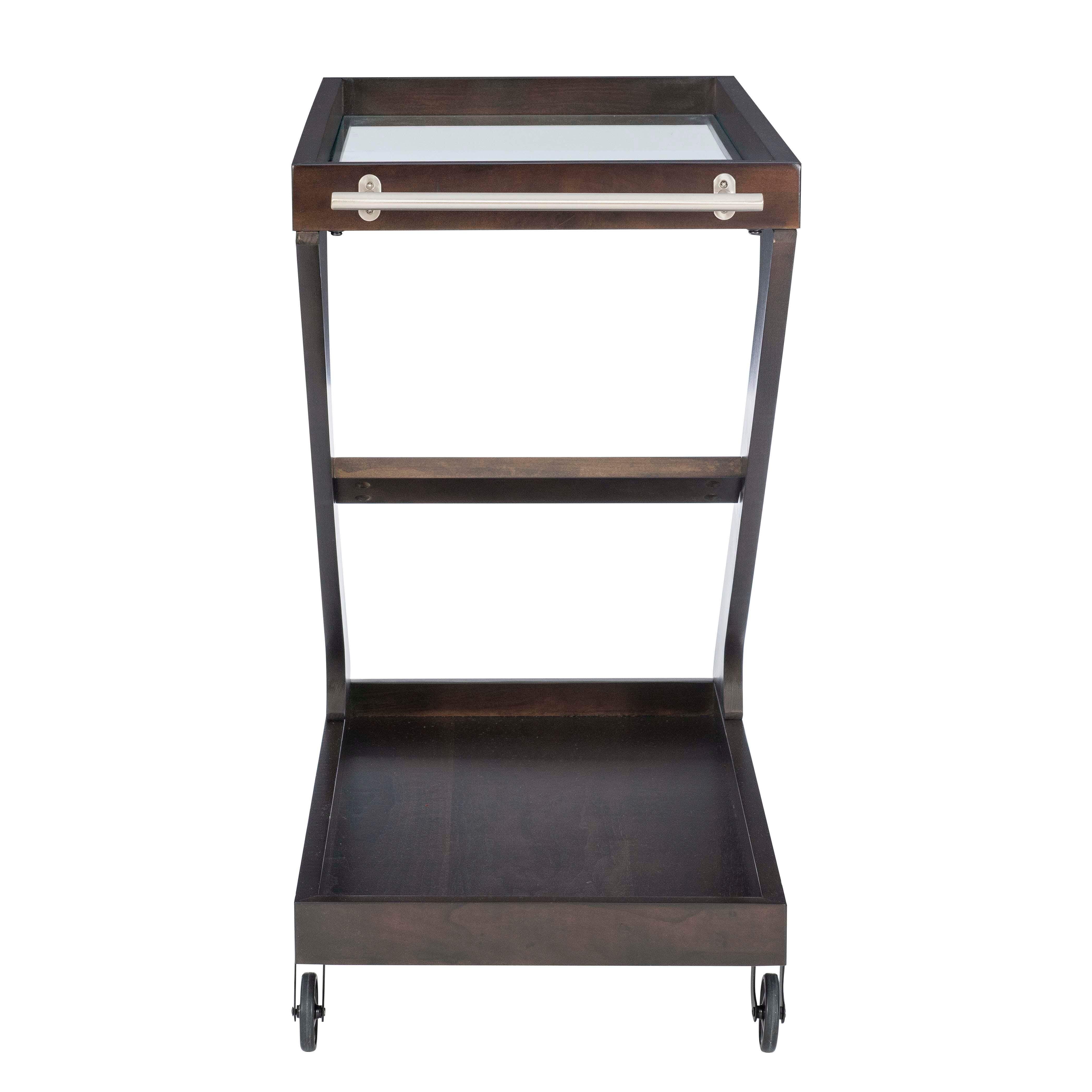 Linon Willie Wille Bar Cart, Umber, large
