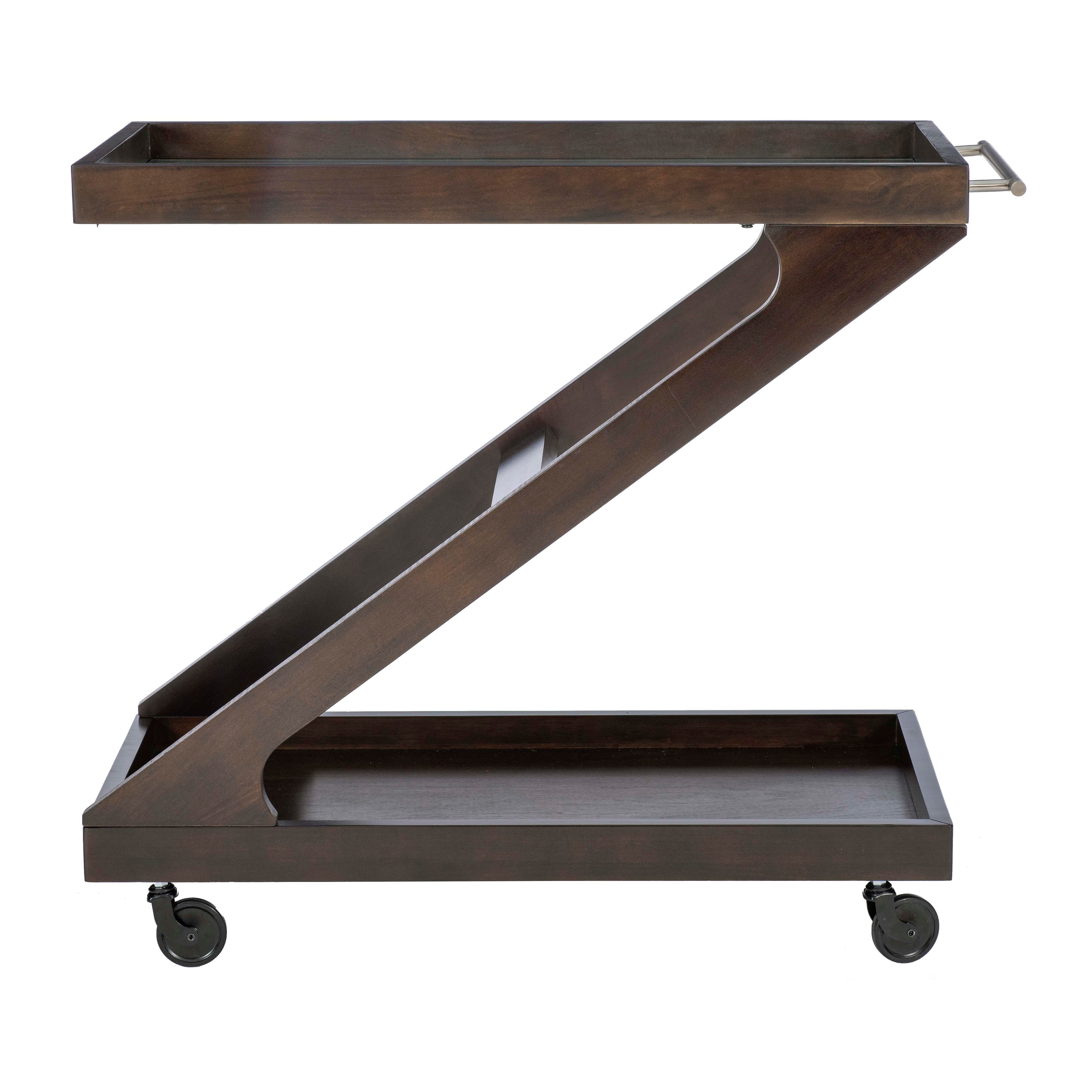 Linon Willie Wille Bar Cart, Umber, large