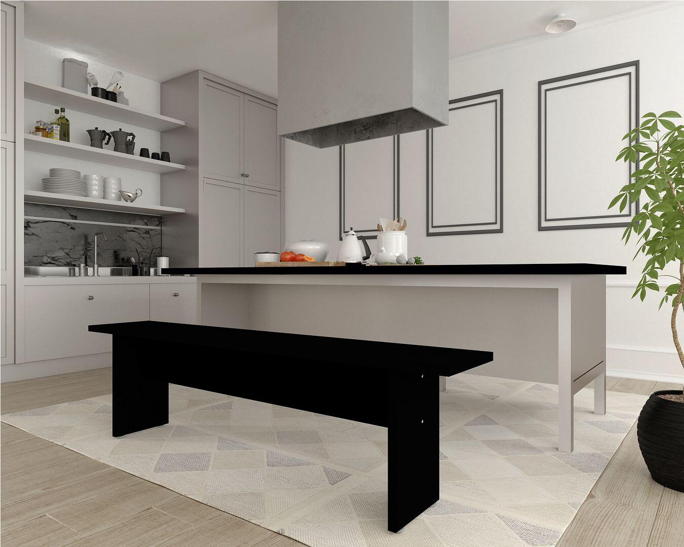 Manhattan Comfort Nomad 68" Dining Bench, Black, rollover