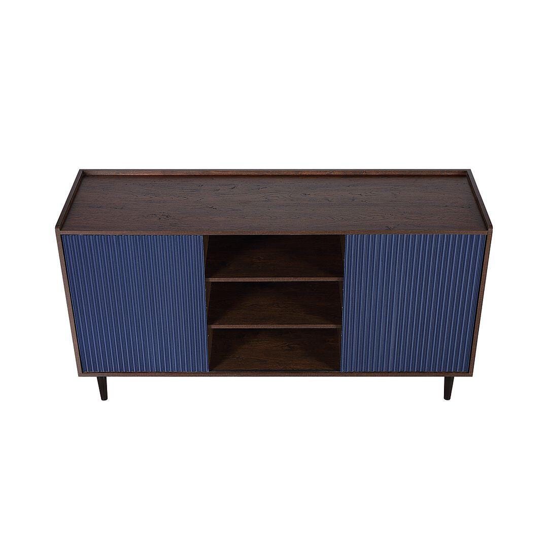 Duane Ribbed Sideboard, Dark Brown/Navy Blue, large