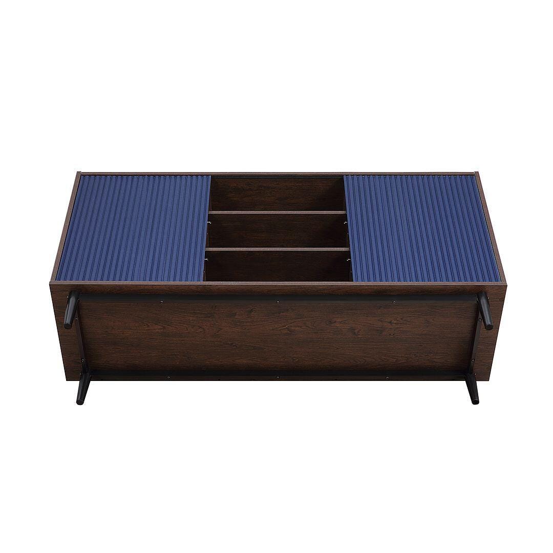 Duane Ribbed Sideboard, Dark Brown/Navy Blue, large