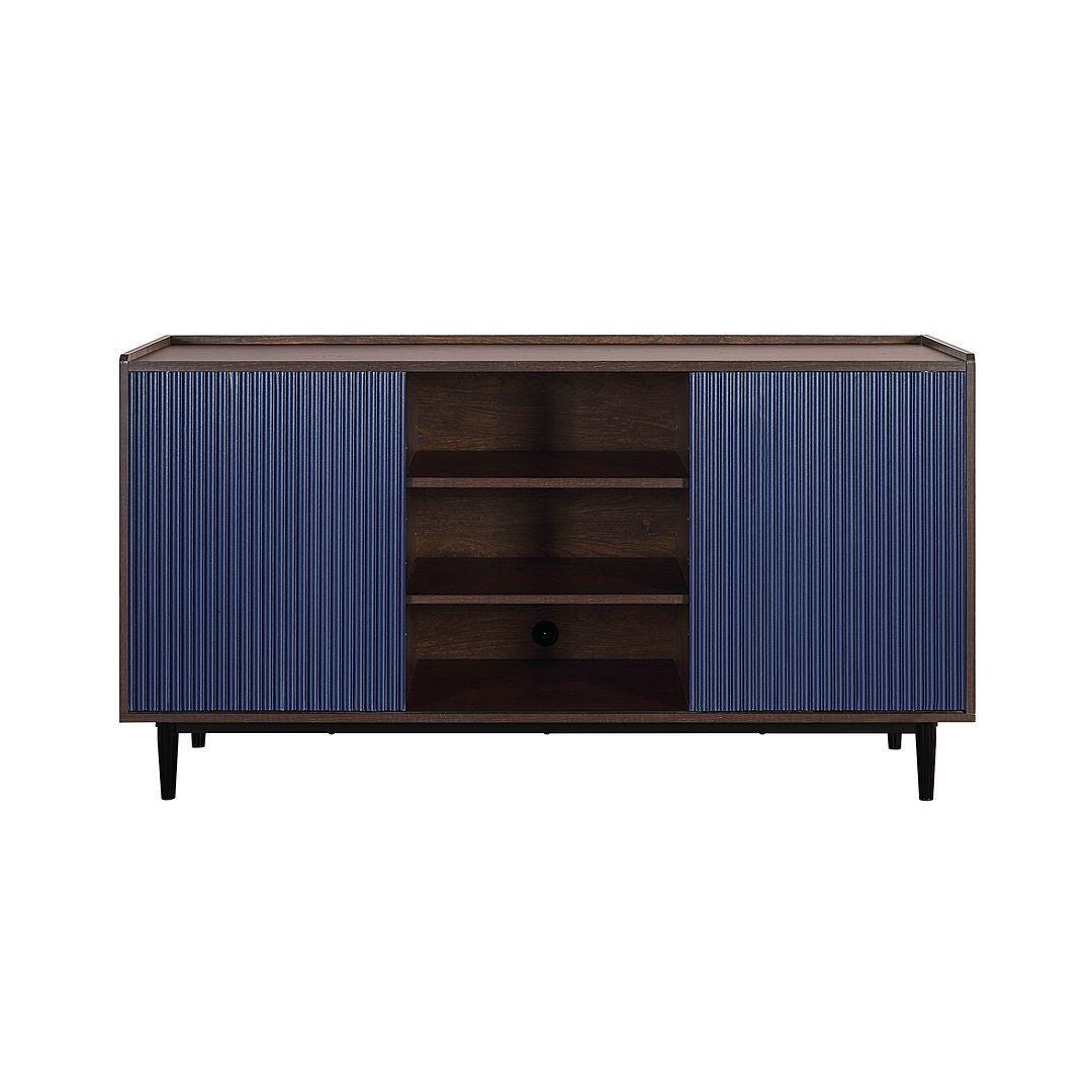 Duane Ribbed Sideboard, Dark Brown/Navy Blue, large