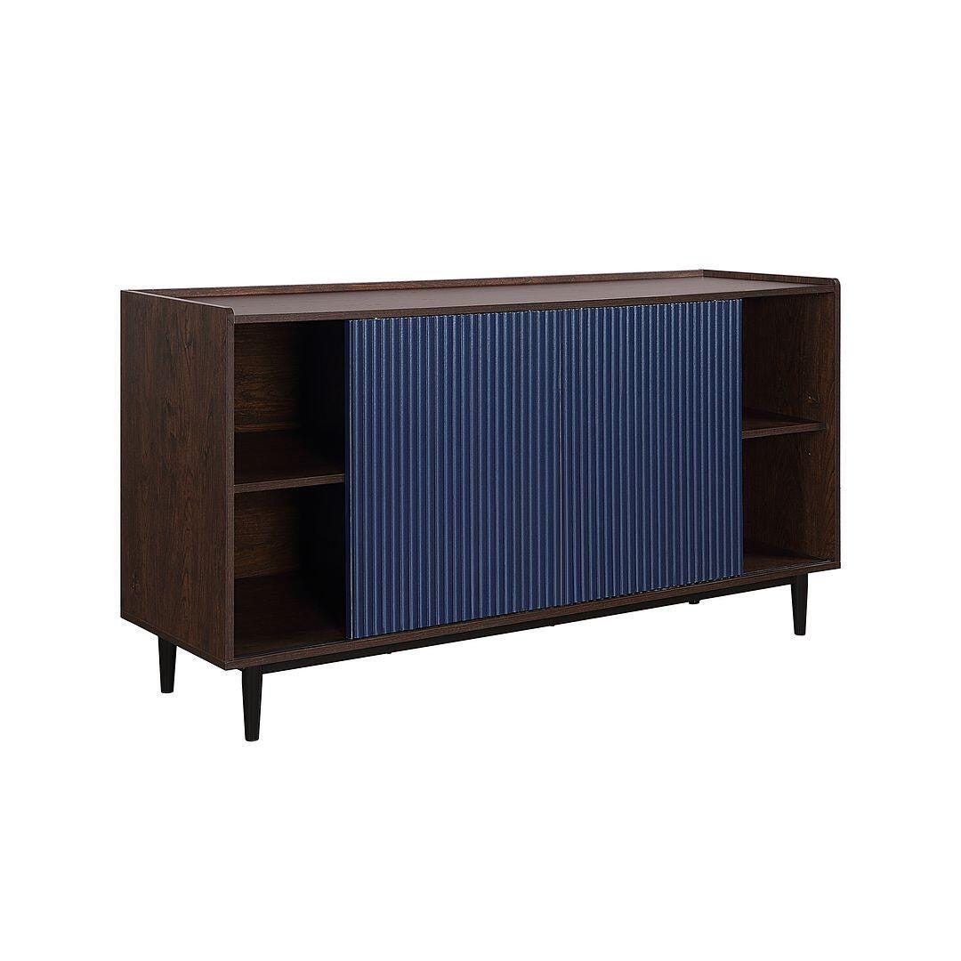 Duane Ribbed Sideboard, Dark Brown/Navy Blue, large