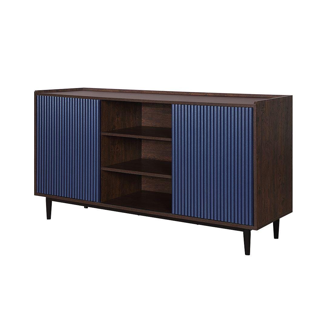 Duane Ribbed Sideboard, Dark Brown/Navy Blue, large