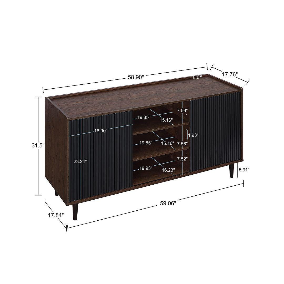 Duane Ribbed Sideboard, Dark Brown/Black, large