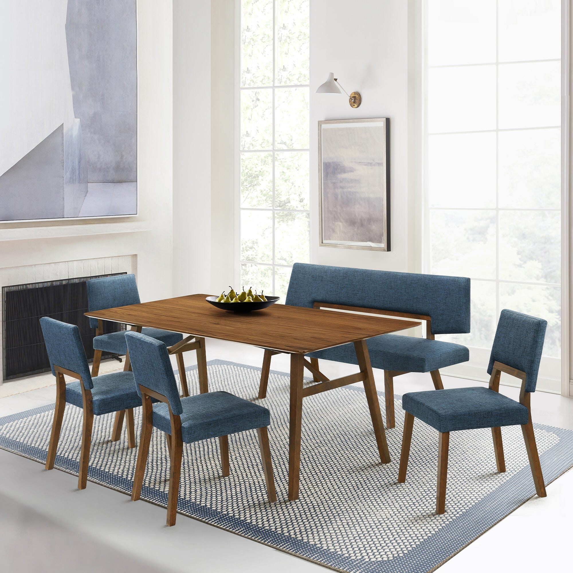 Channell Dining Chair (Set of 2), Blue/Walnut, large