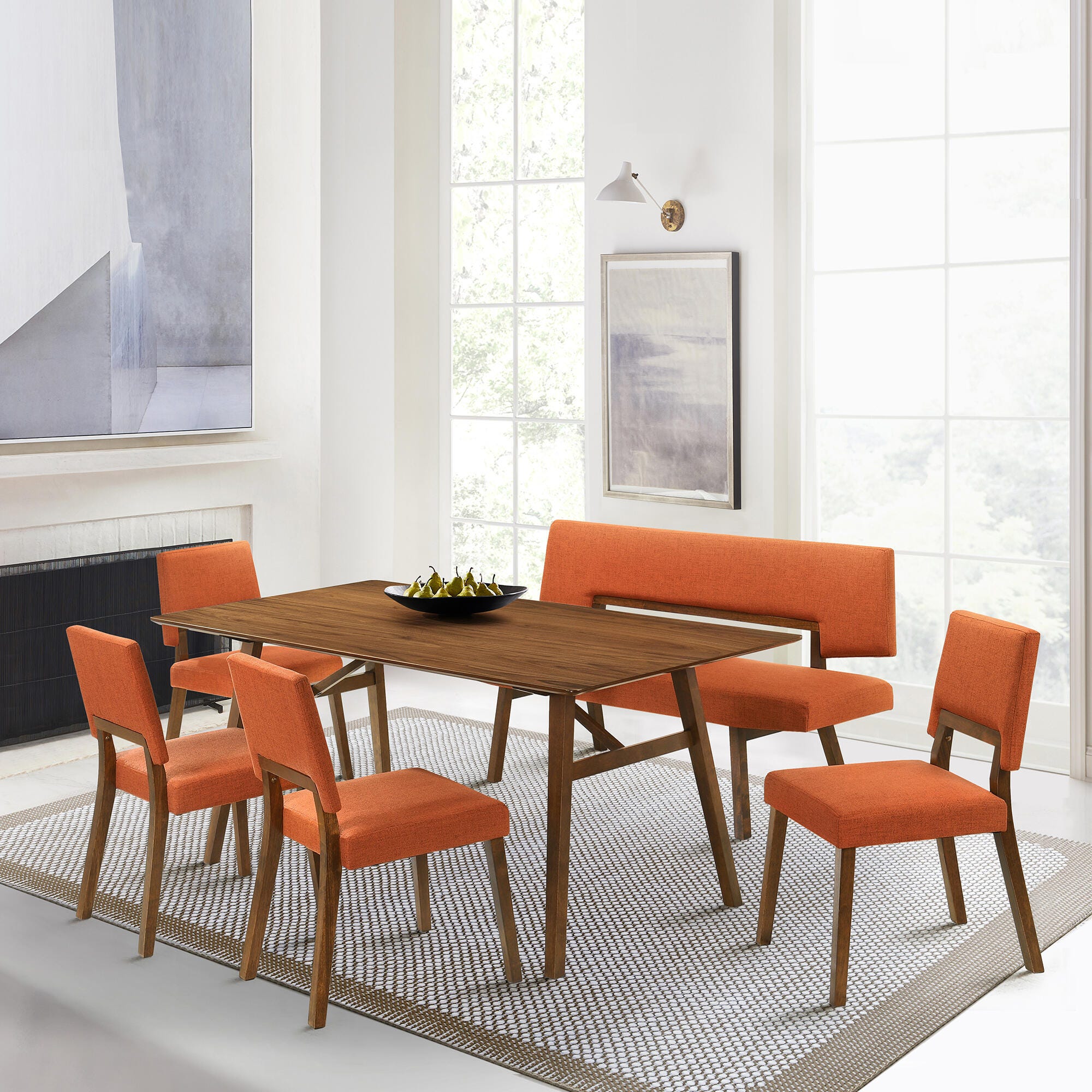 Channell Dining Chair (Set of 2), Orange/Walnut, large