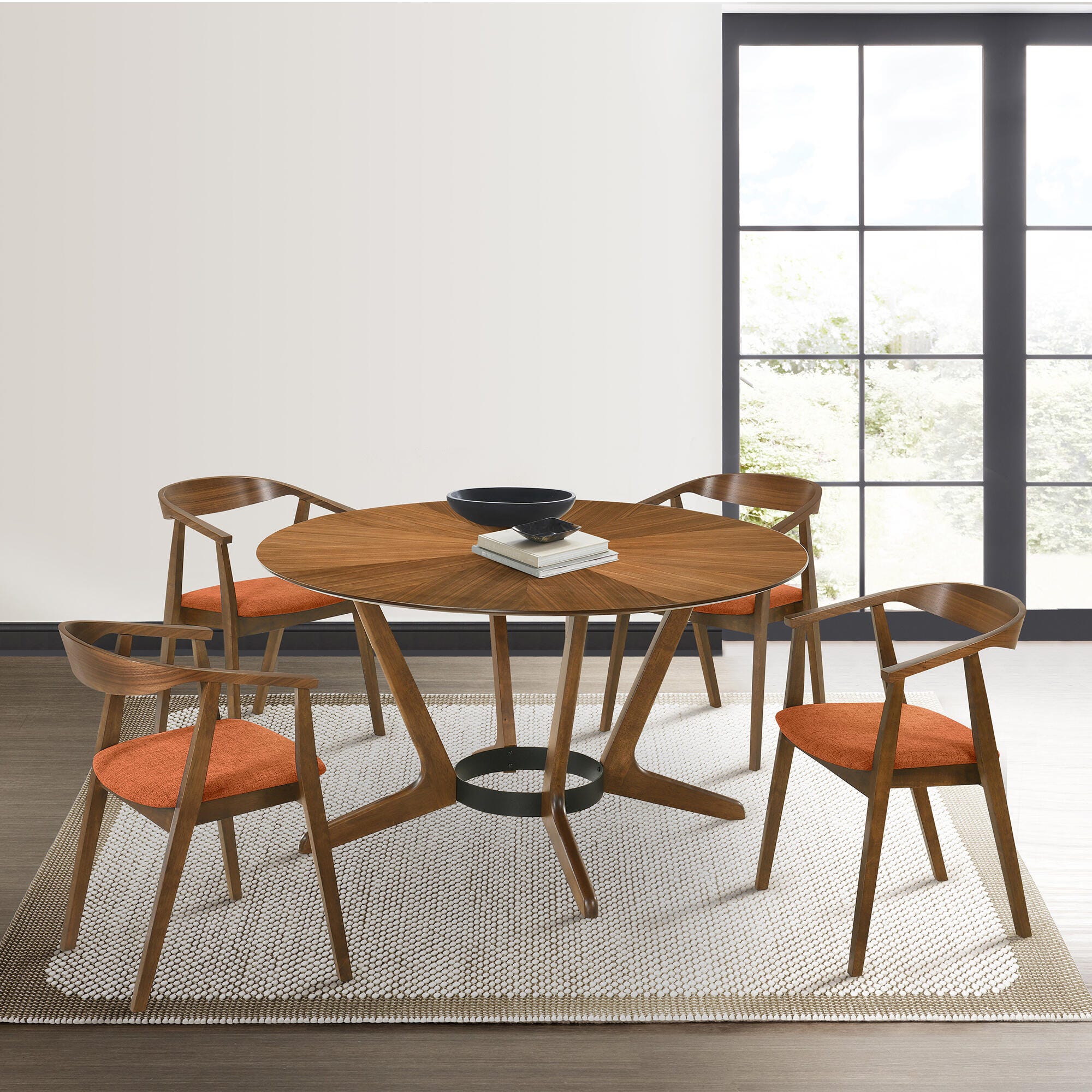 Santana Dining Chair (Set of 2), Orange/Walnut, large
