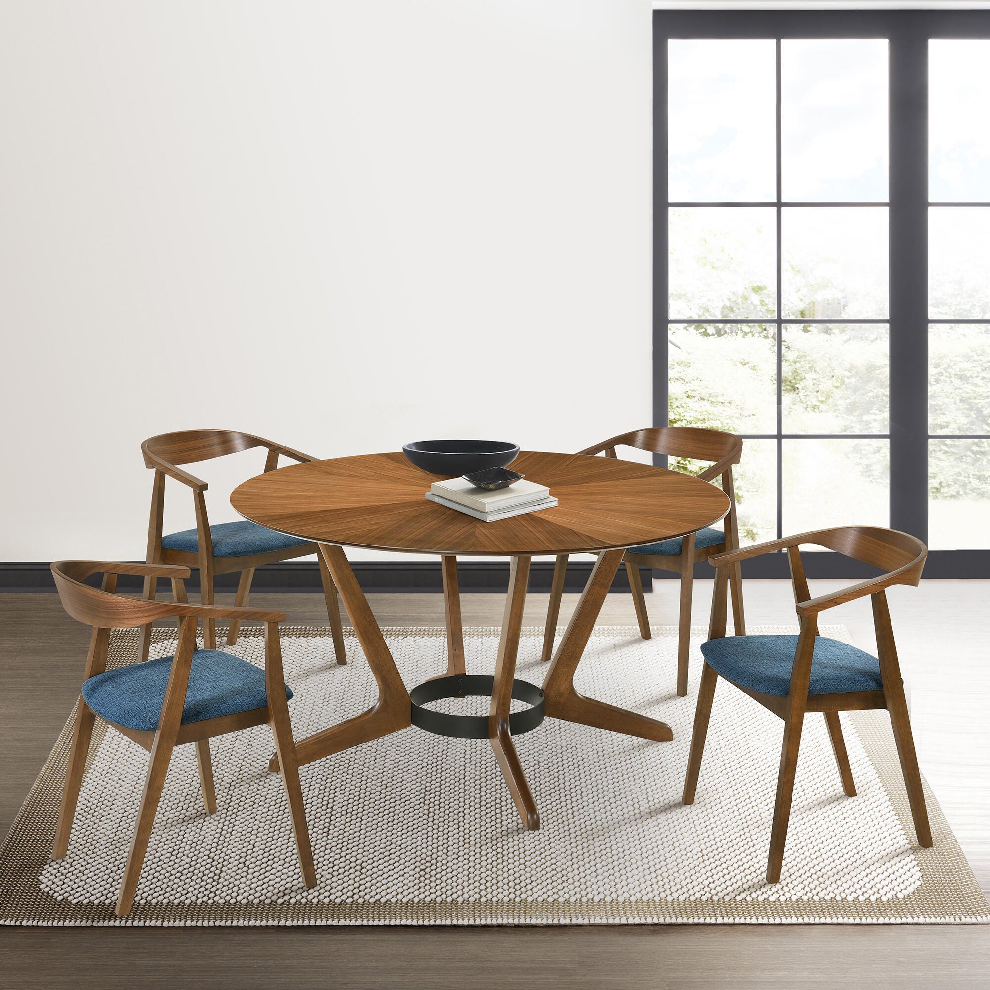 Santana Dining Chair (Set of 2), Blue/Walnut, large