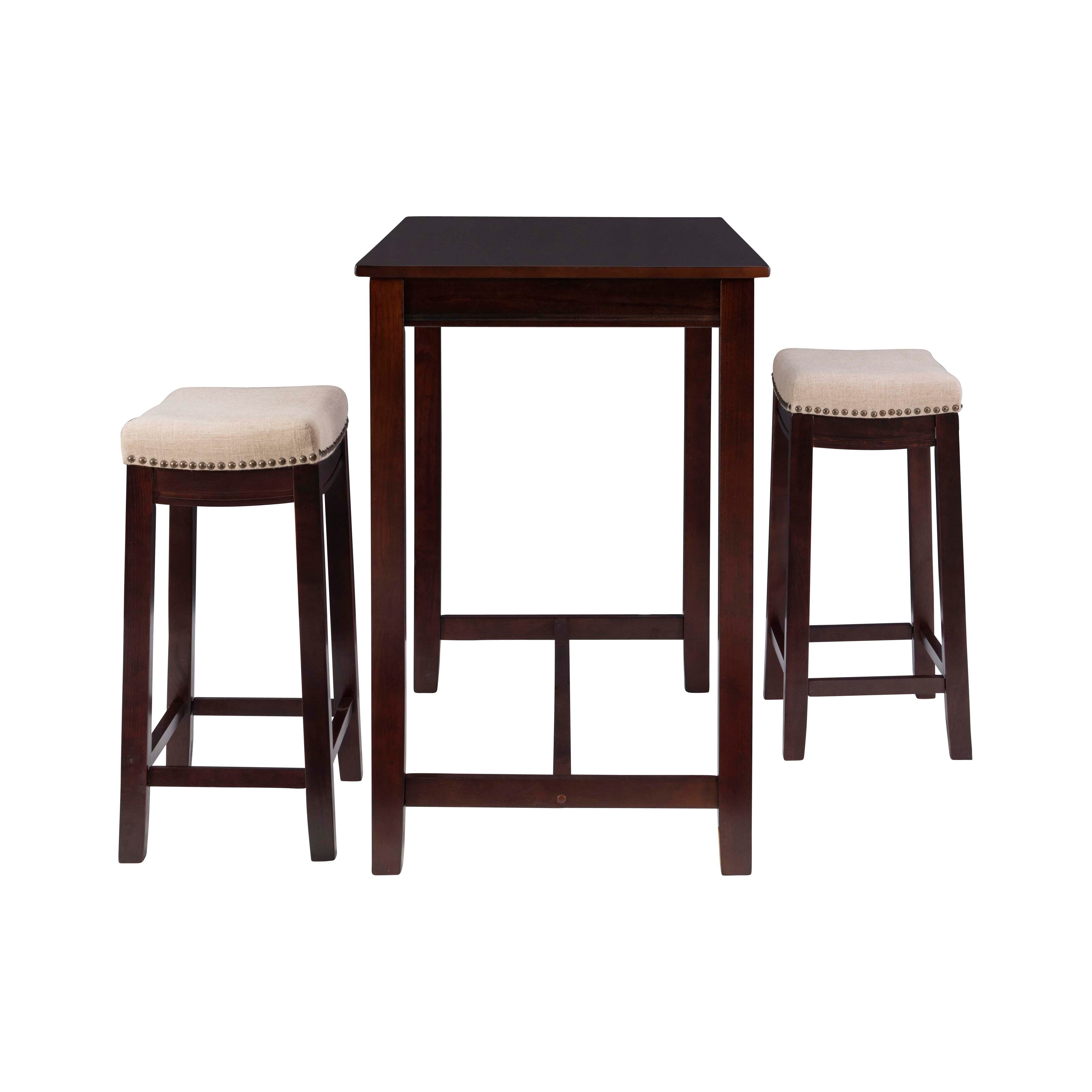 Linon Claridge Three Piece Counter Set, Tan, large