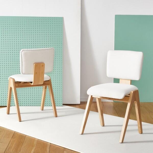 Safavieh Alisyn Dining Chair (Set of 2), Walnut/White, rollover