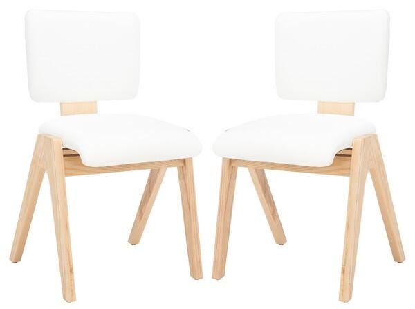 Safavieh Alisyn Dining Chair (Set of 2), Walnut/White, large