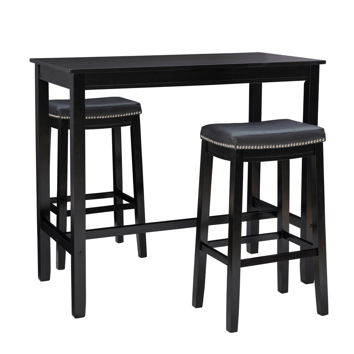 Linon Claridge Three Piece Bar Set, Black, large