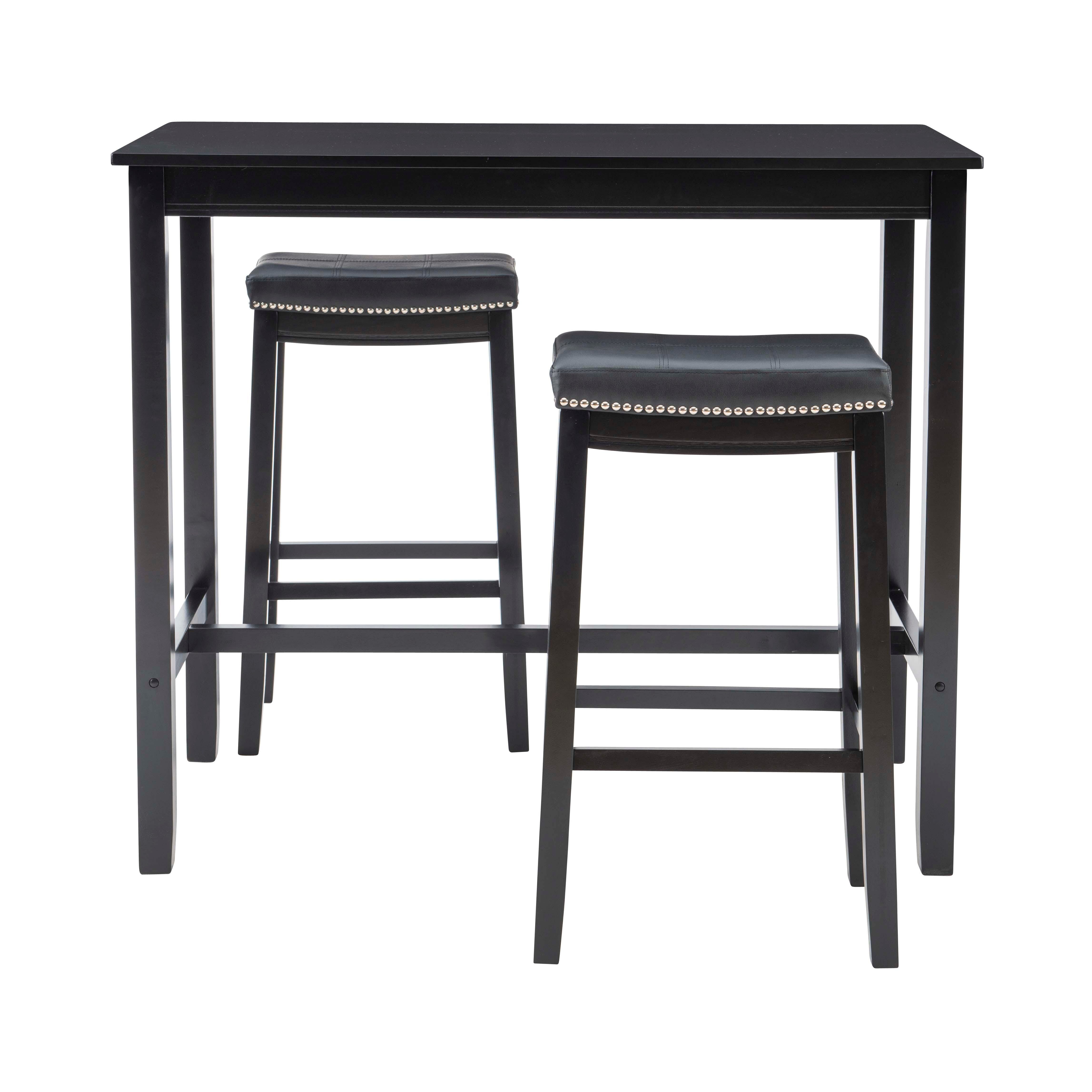 Linon Claridge Three Piece Bar Set, Black, large