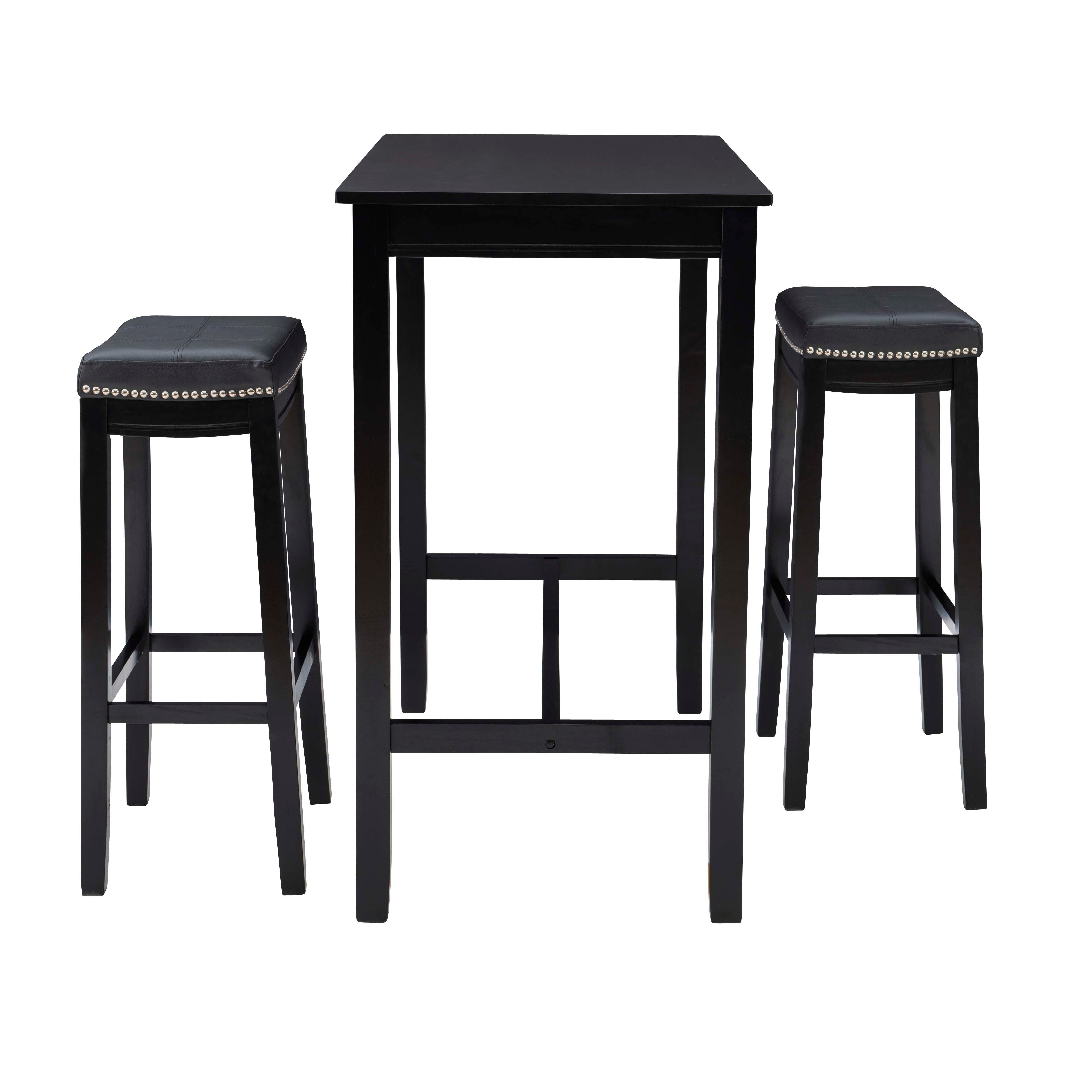 Linon Claridge Three Piece Bar Set, Black, large