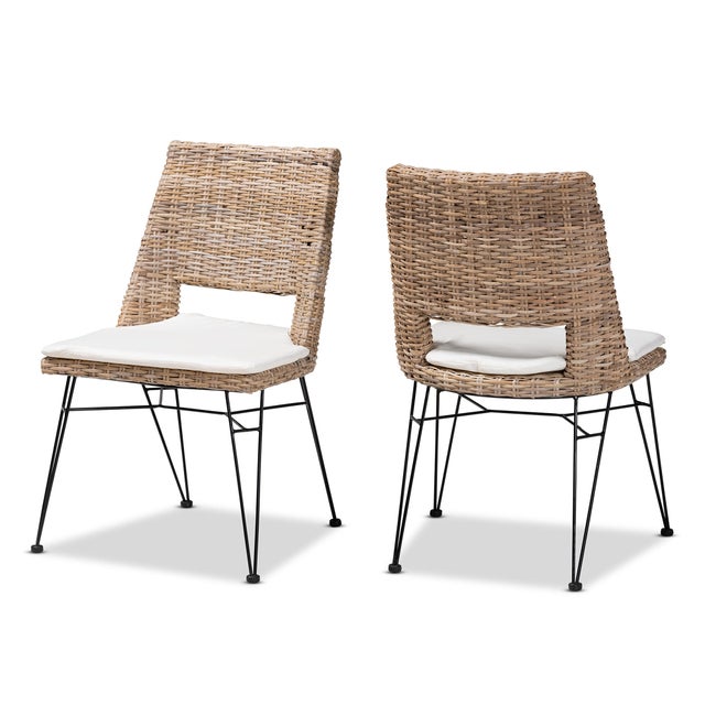 bali & pari Nafaro Dining Chair (Set of 2), Graywashed/Black/White