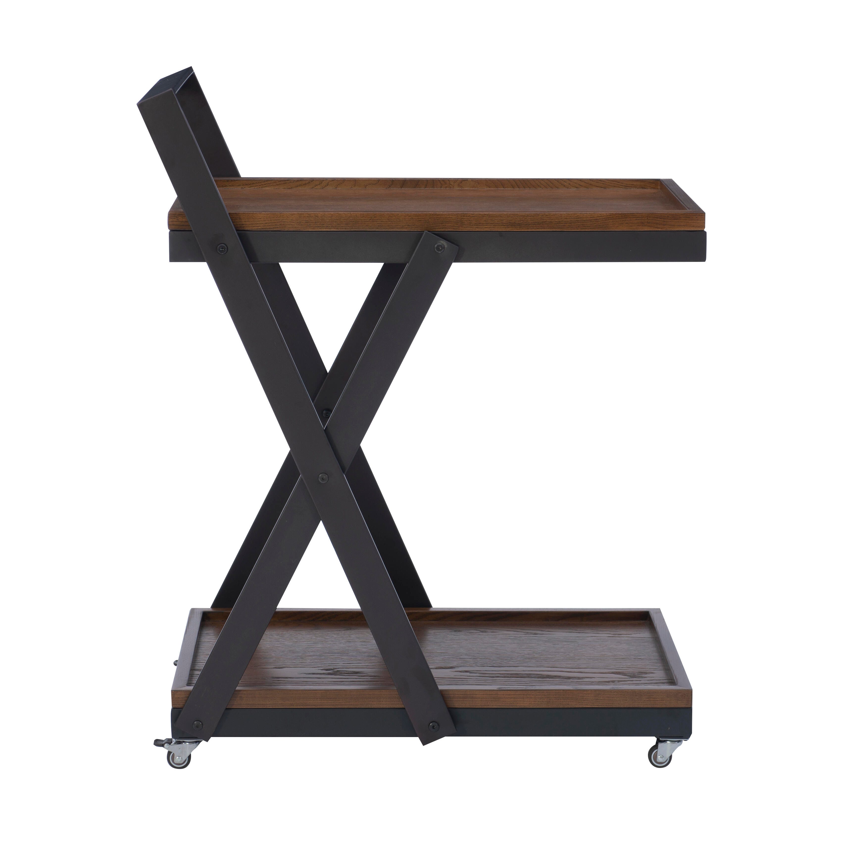 Linon Lemmie Lemmie Bar Cart, Warm Nut Brown, large