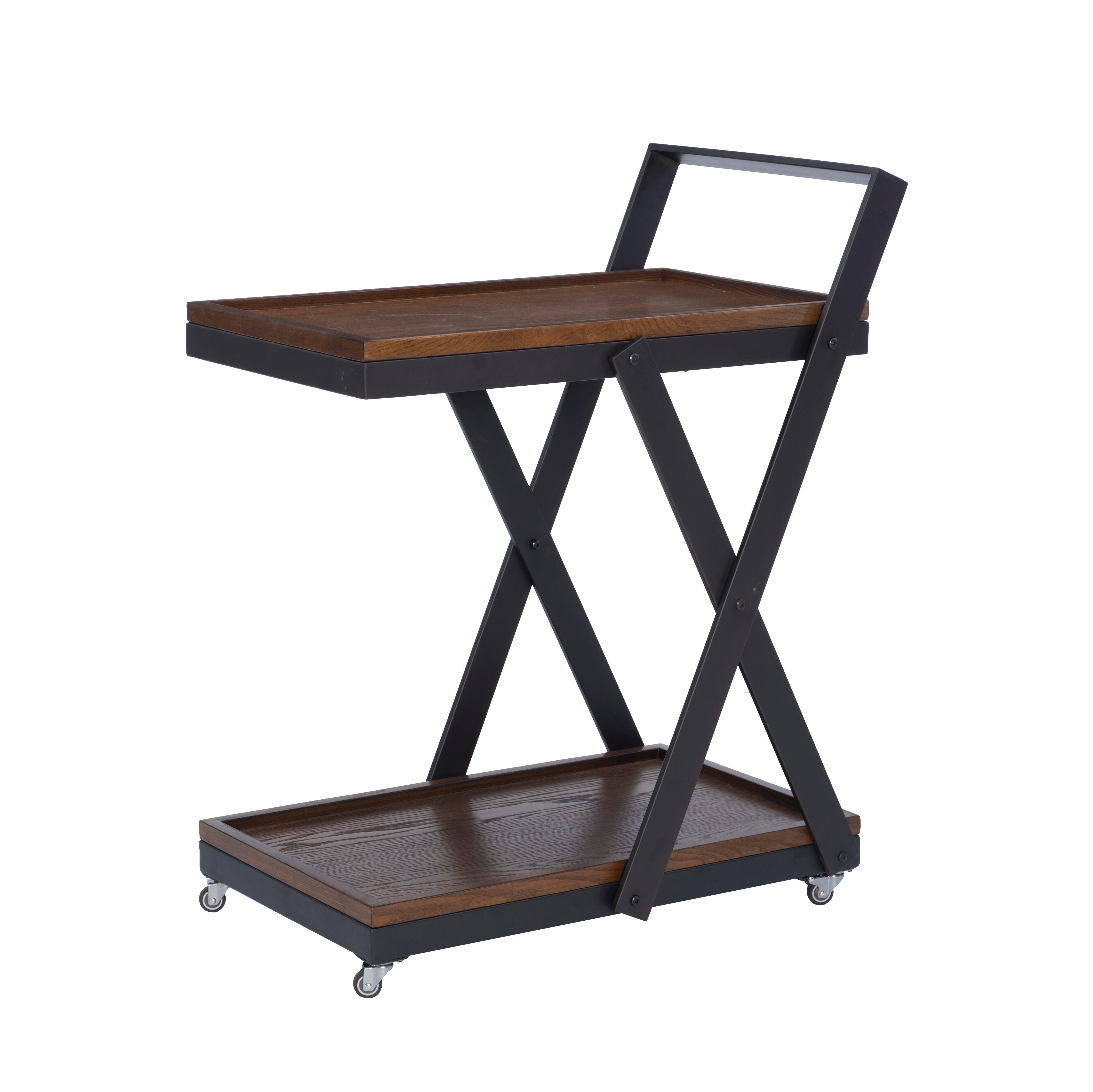 Linon Lemmie Lemmie Bar Cart, Warm Nut Brown, large