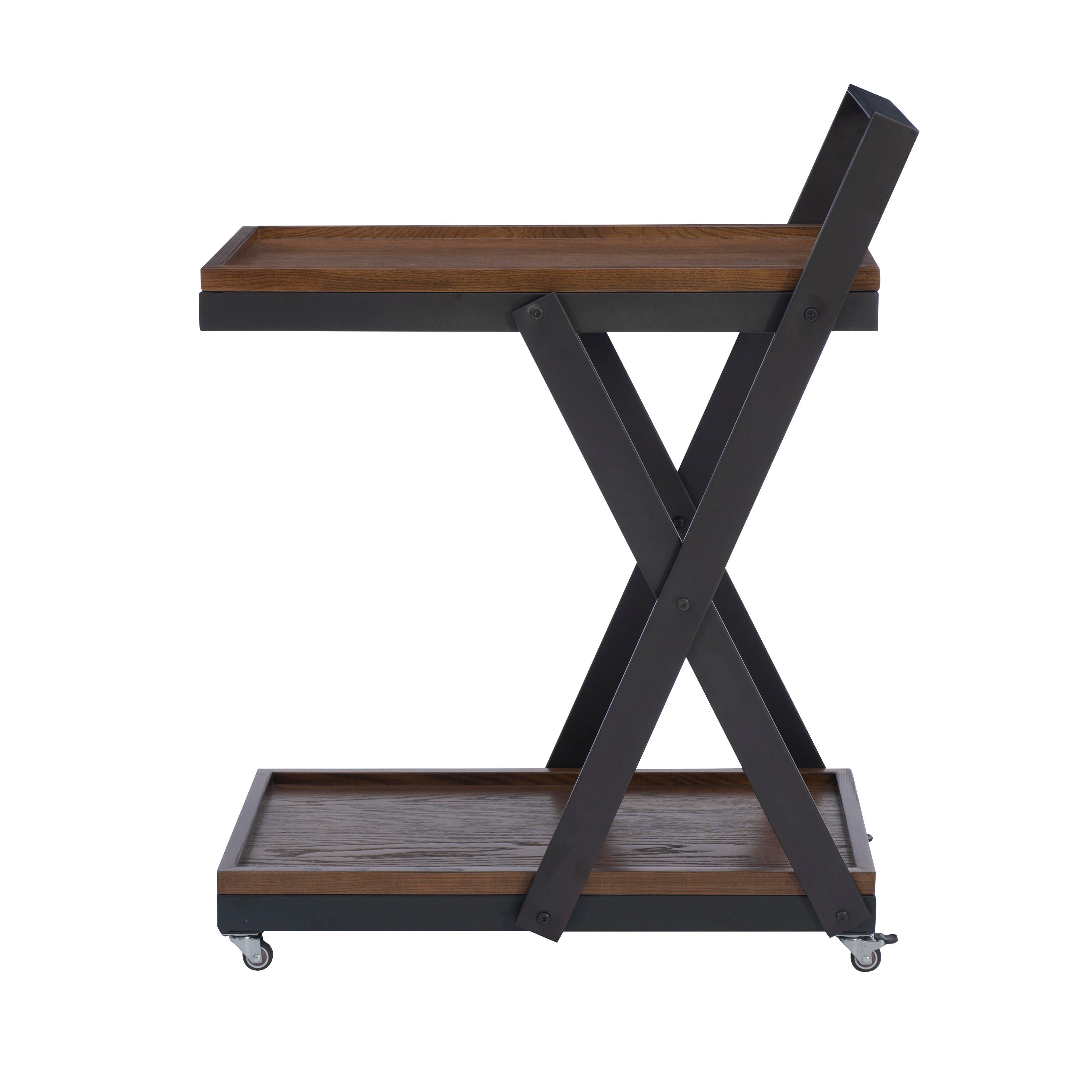 Linon Lemmie Lemmie Bar Cart, Warm Nut Brown, large