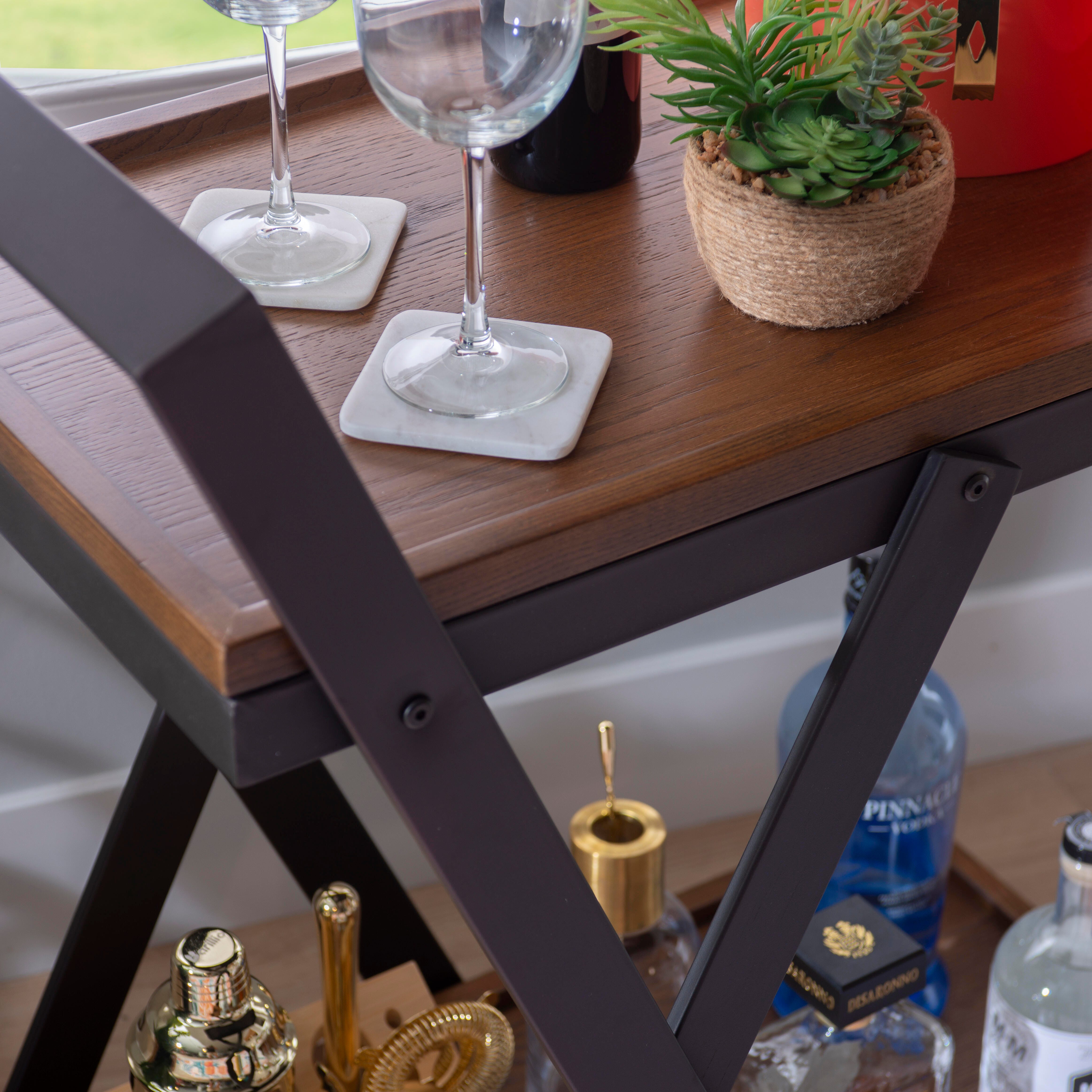 Linon Lemmie Lemmie Bar Cart, Warm Nut Brown, large