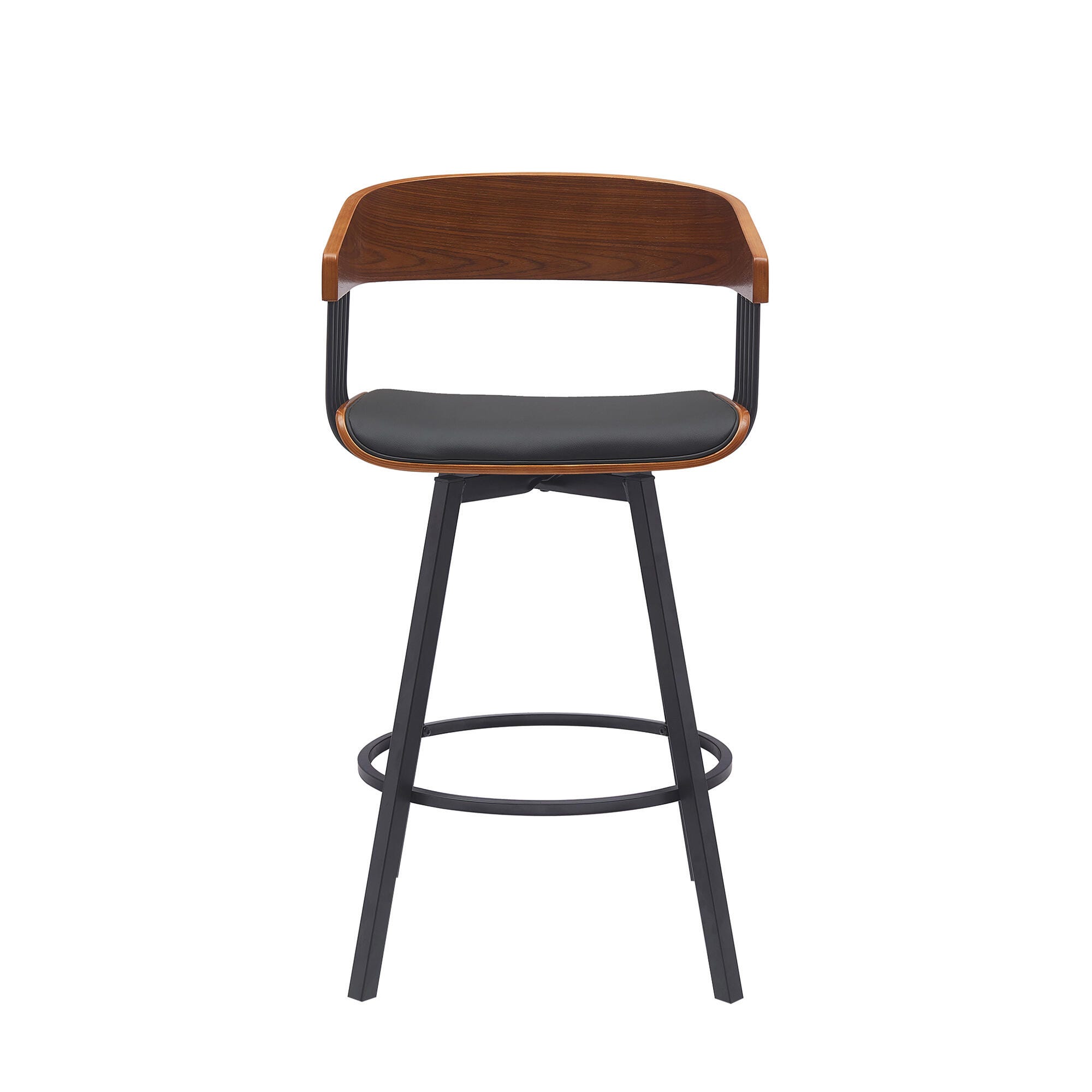 Athena Swivel Counter Stool, Black/Walnut, large