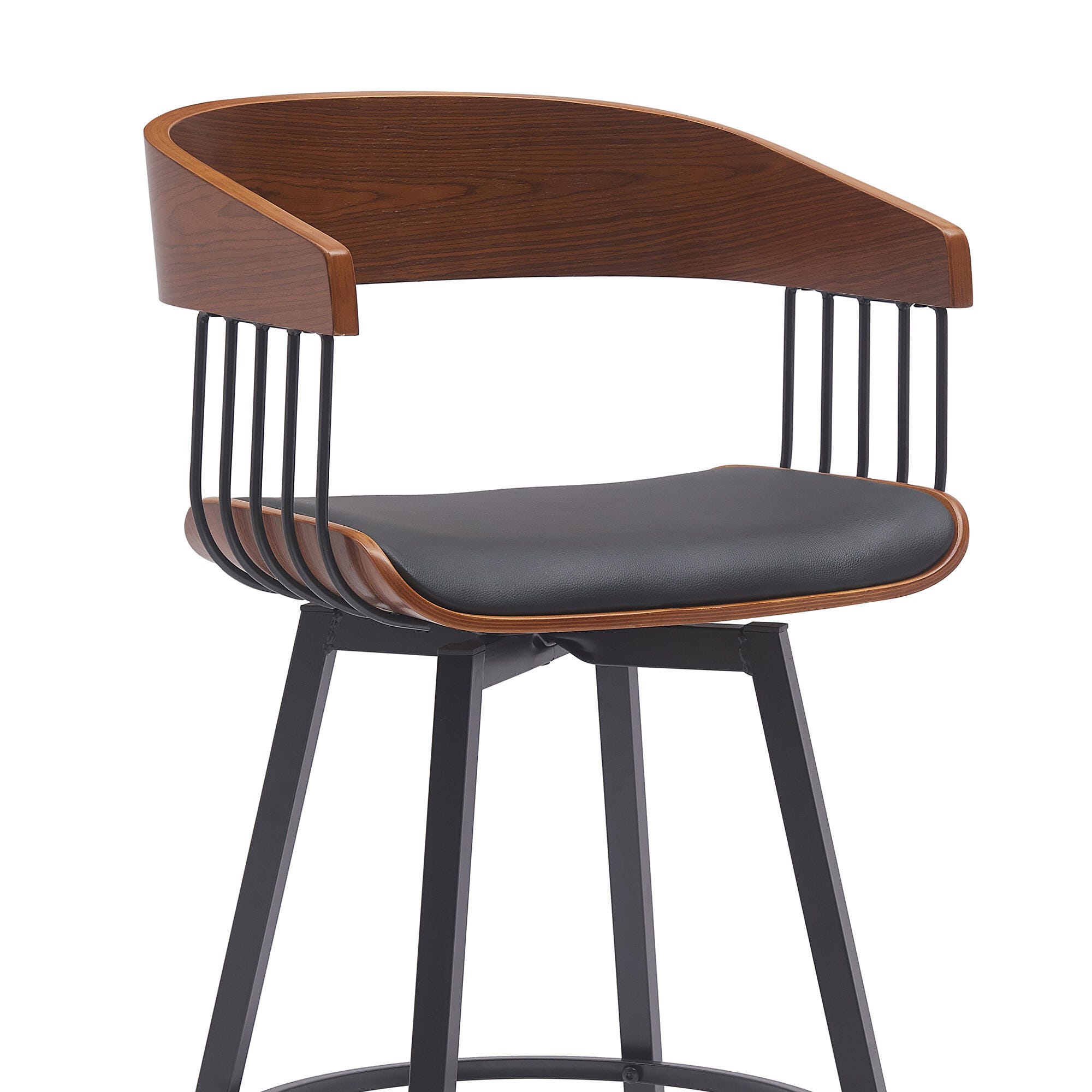 Athena Swivel Counter Stool, Black/Walnut, large