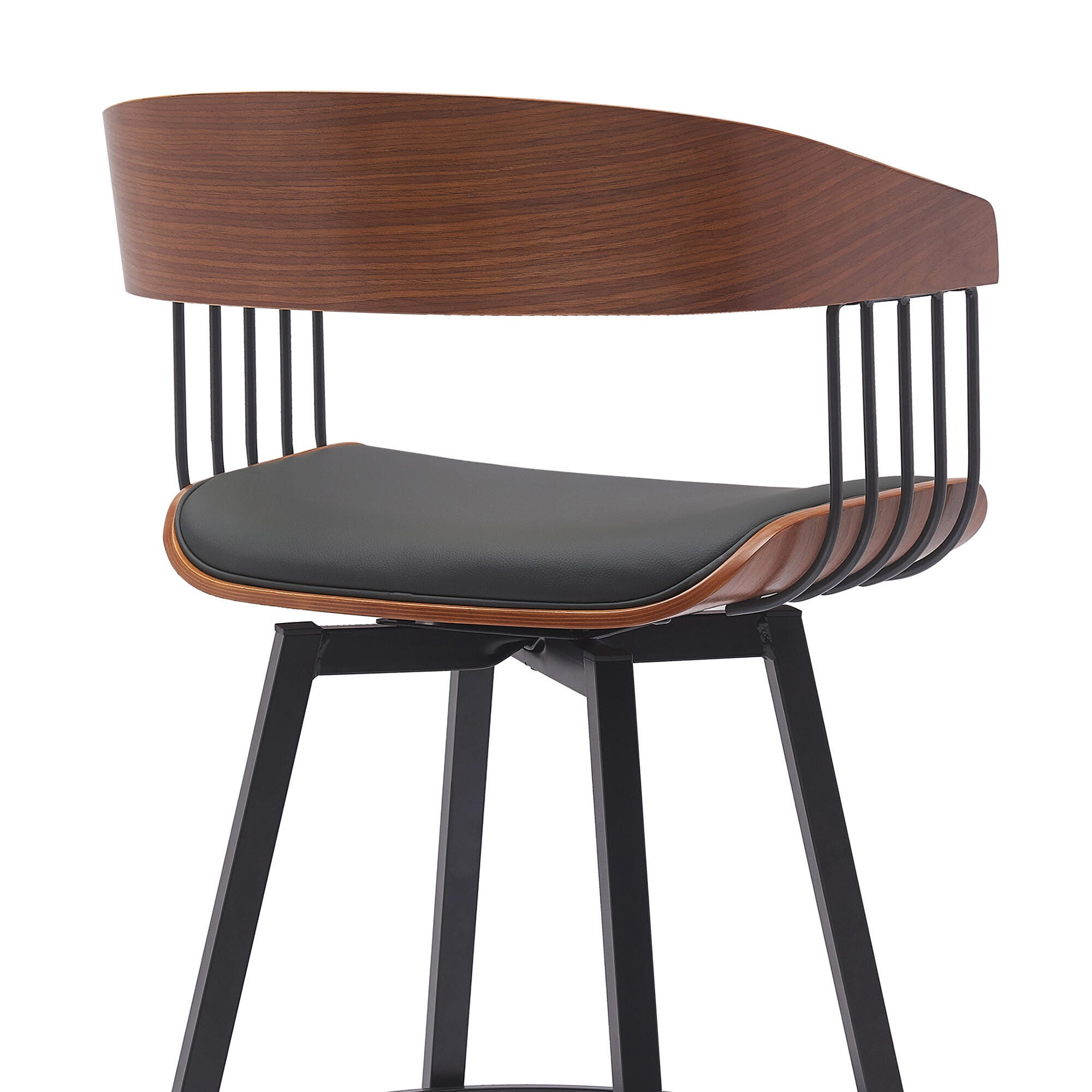 Athena Swivel Counter Stool, Black/Walnut, large