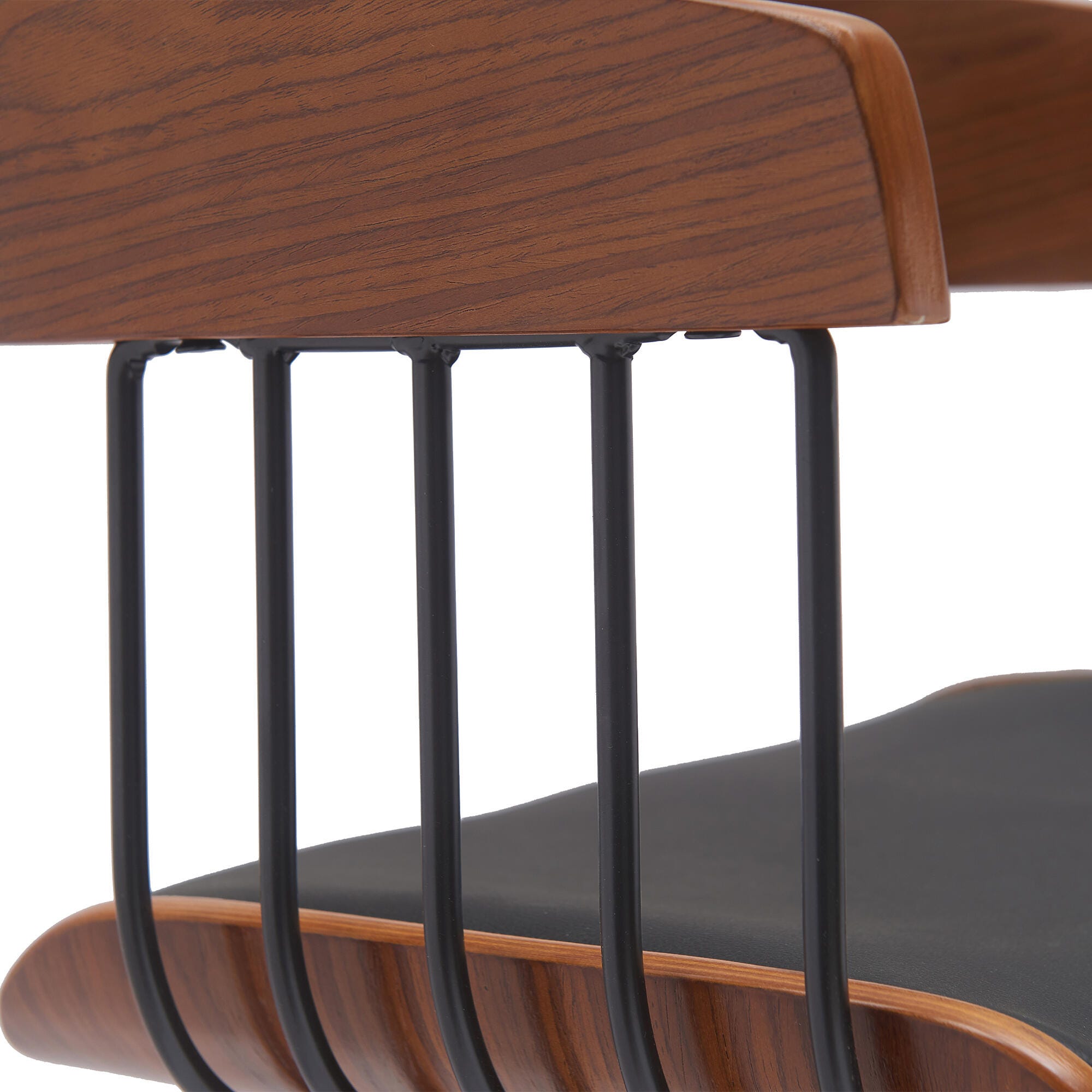 Athena Swivel Counter Stool, Black/Walnut, large