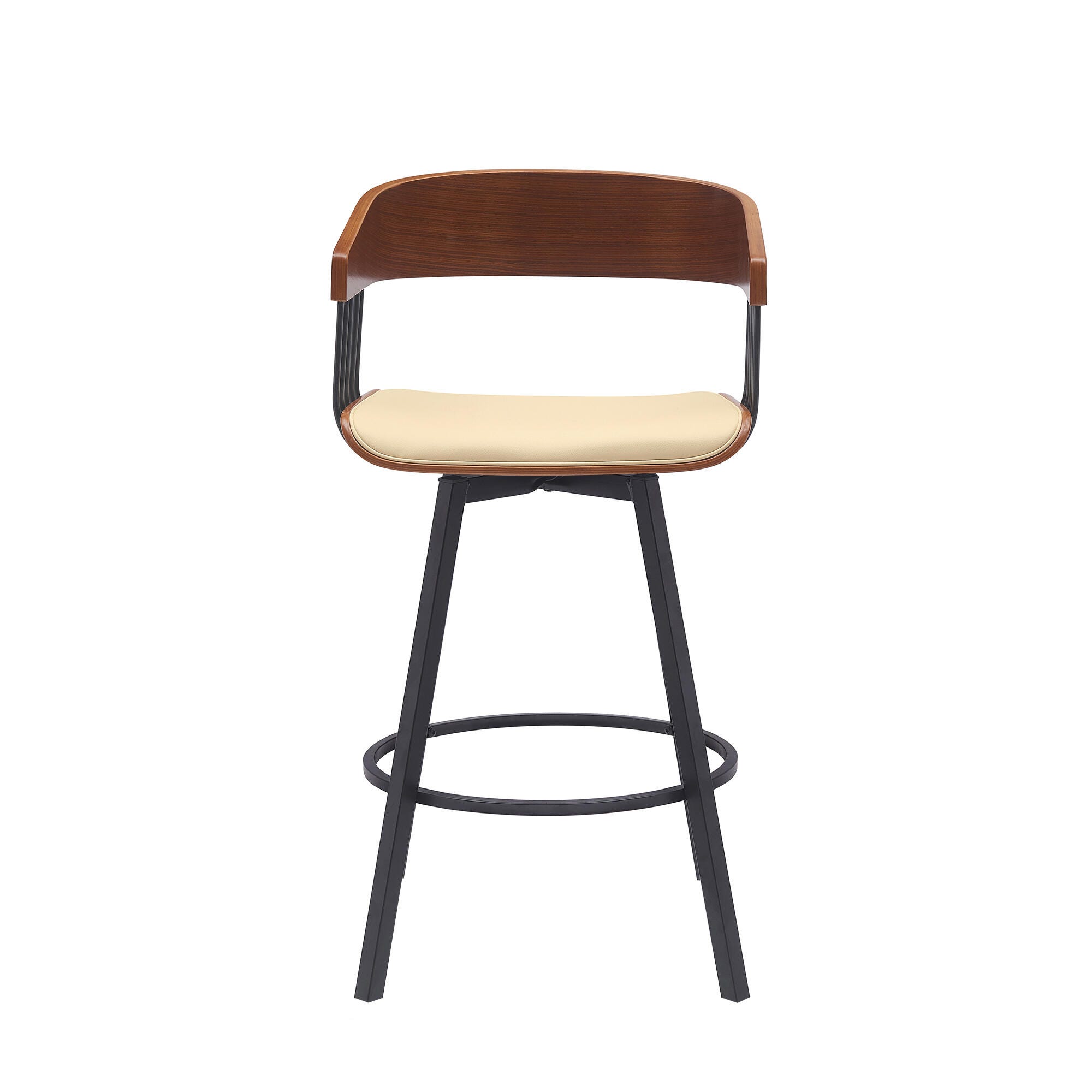 Athena Swivel Counter Stool, Cream/Walnut/Black, large
