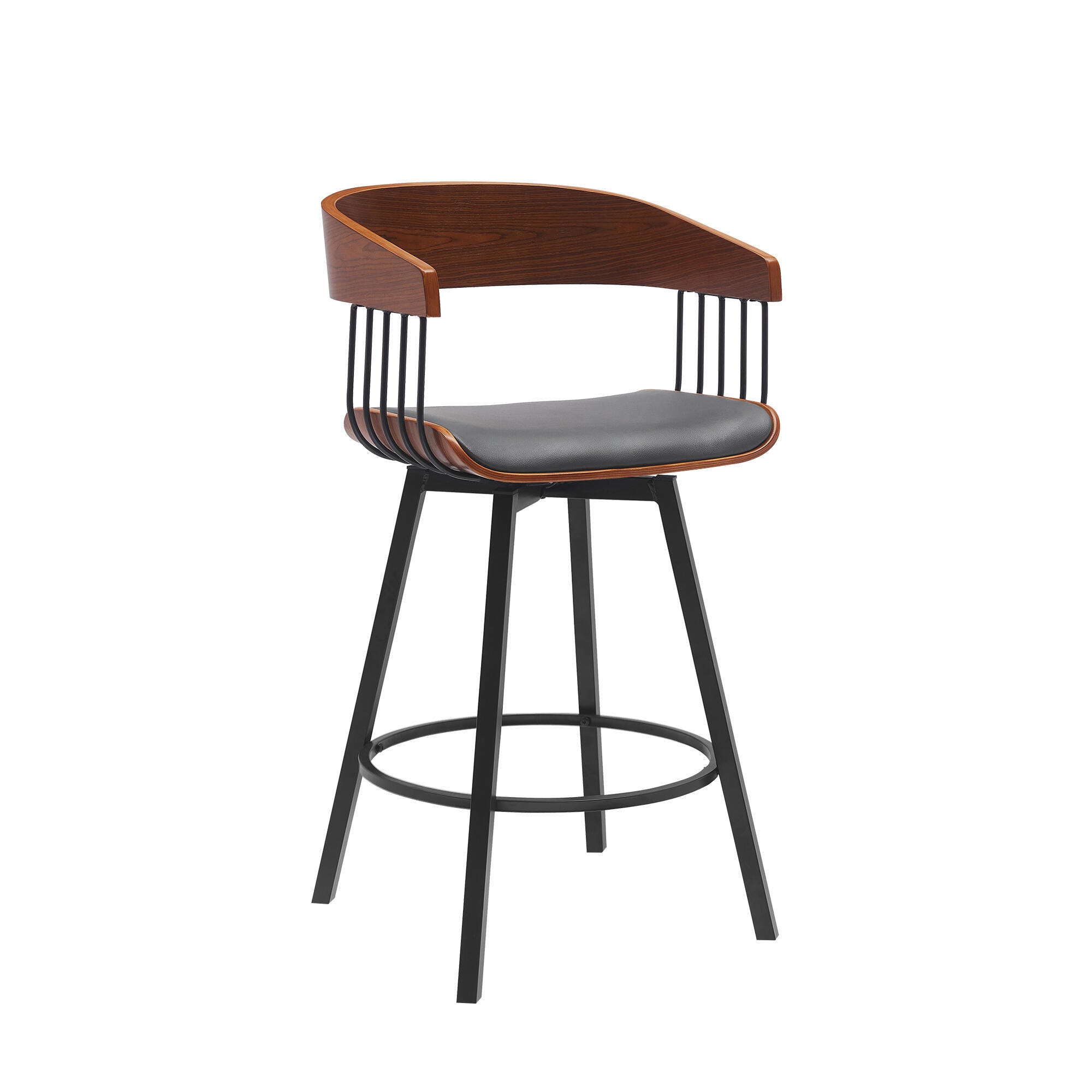 Athena Swivel Counter Stool, Gray/Walnut/Black, large