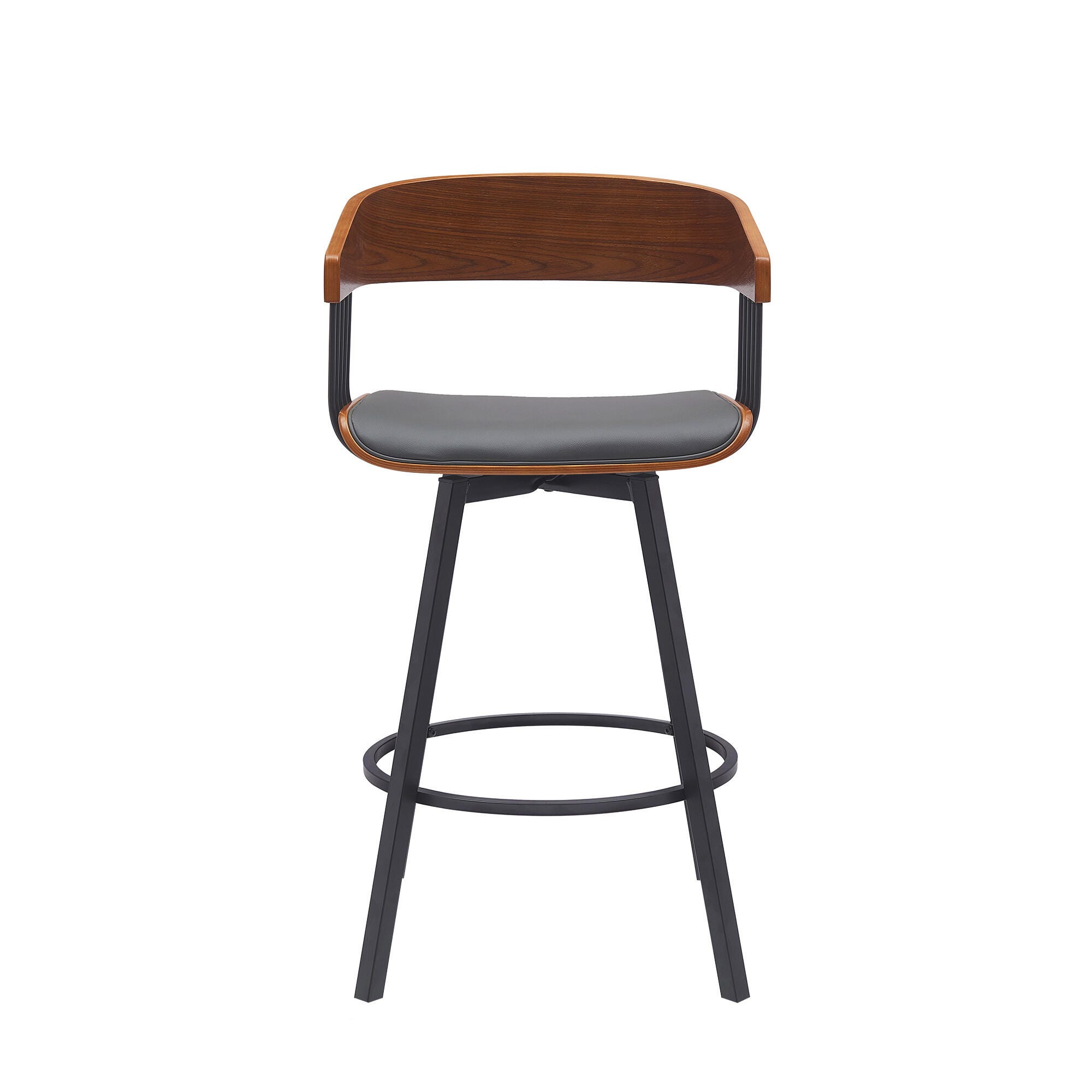 Athena Swivel Counter Stool, Gray/Walnut/Black, large