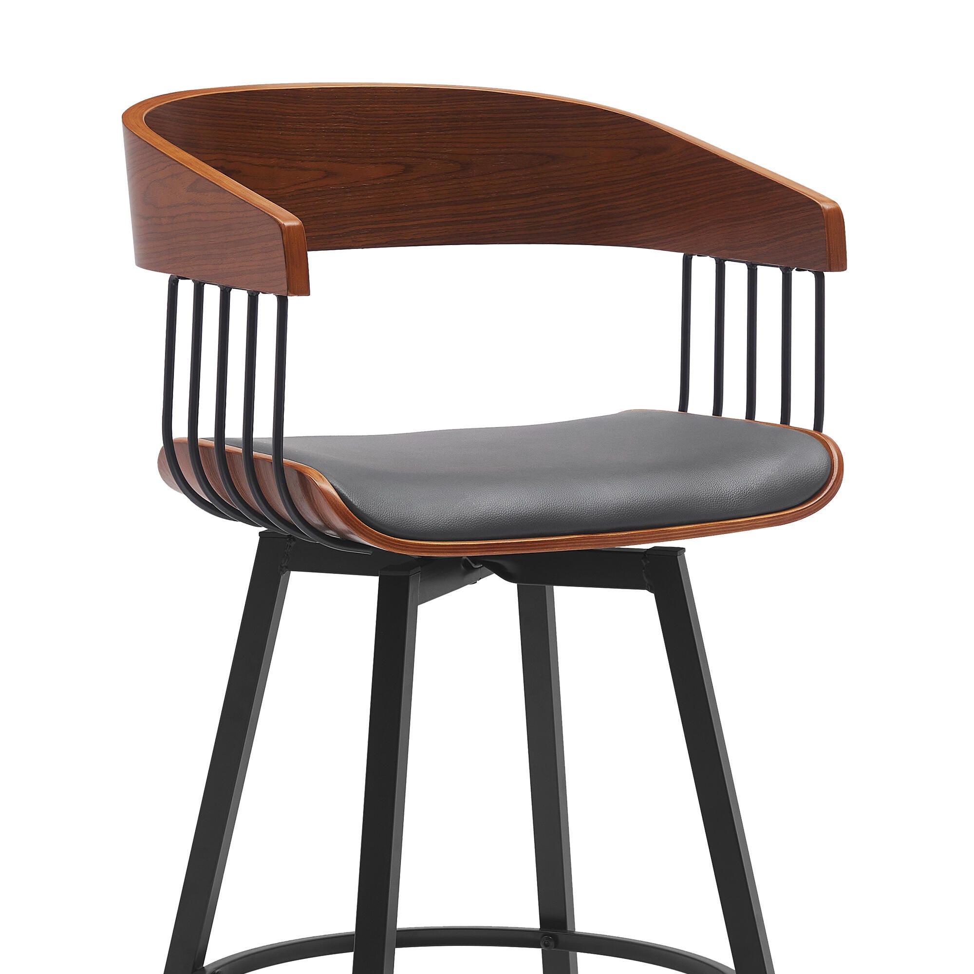 Athena Swivel Counter Stool, Gray/Walnut/Black, large